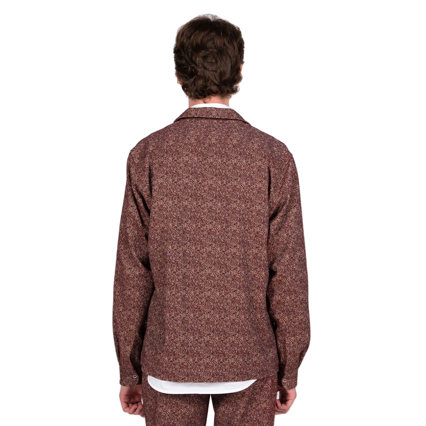 schnaydermans jacquared melange zip shirt burgundy