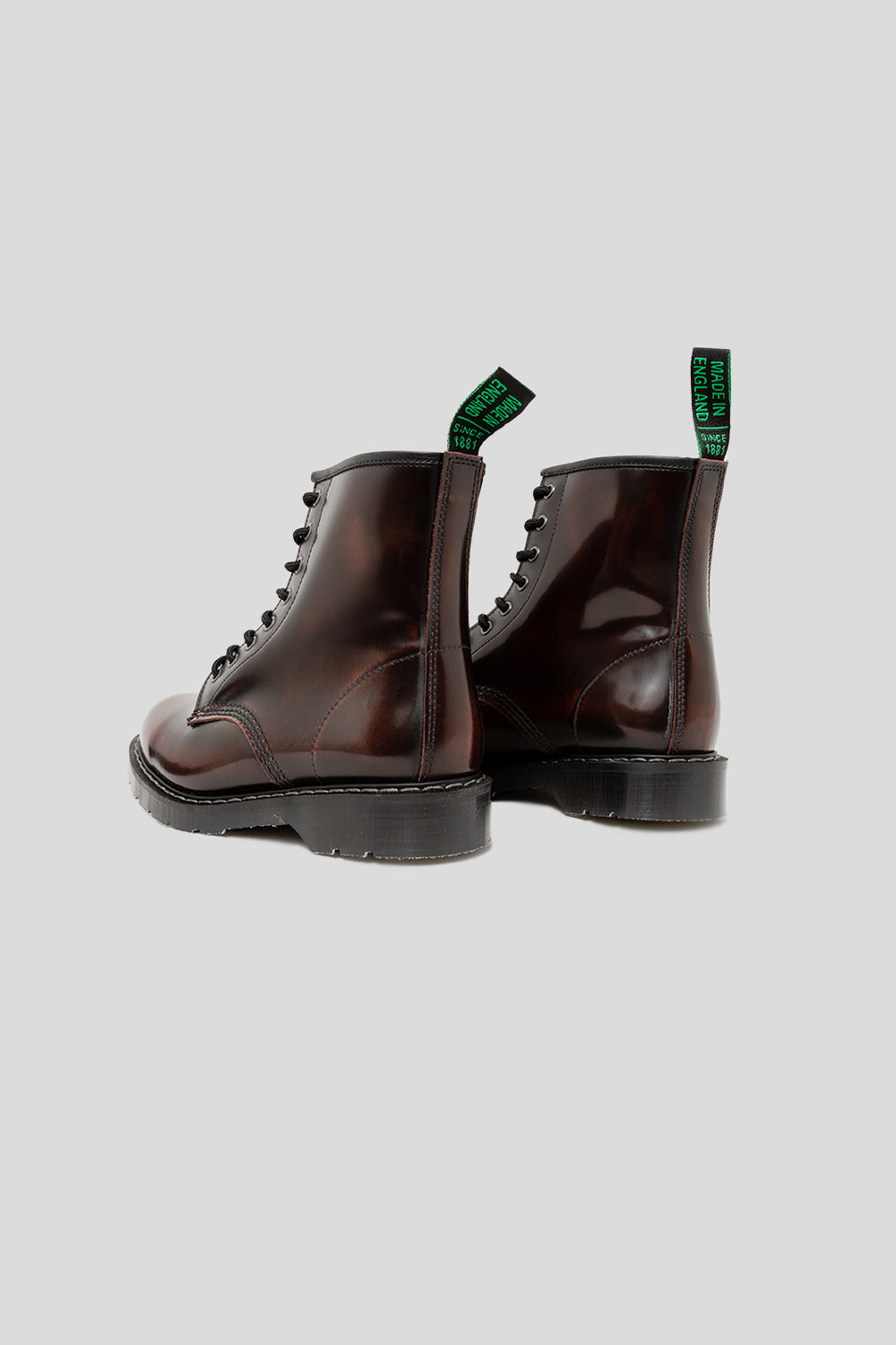 Solovair 8 Eye Derby Boot Burgundy Rub Off Hi-Shine