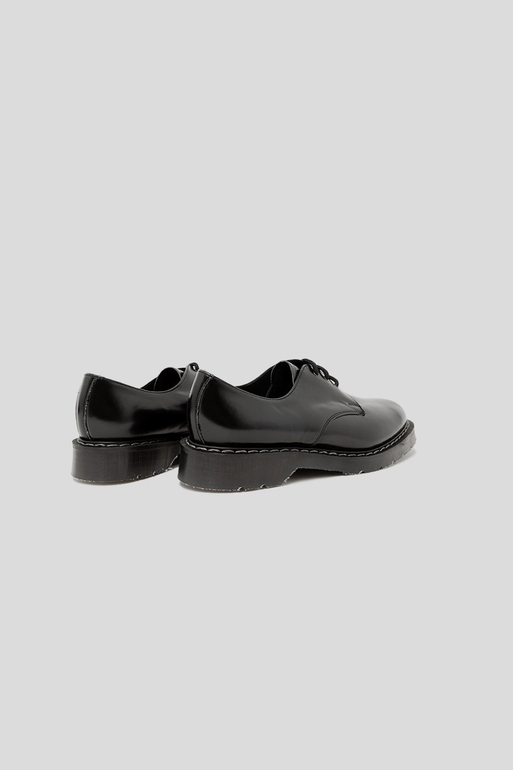 Solovair 3 Eye Gibson Shoe Vegan Black Hi Shine