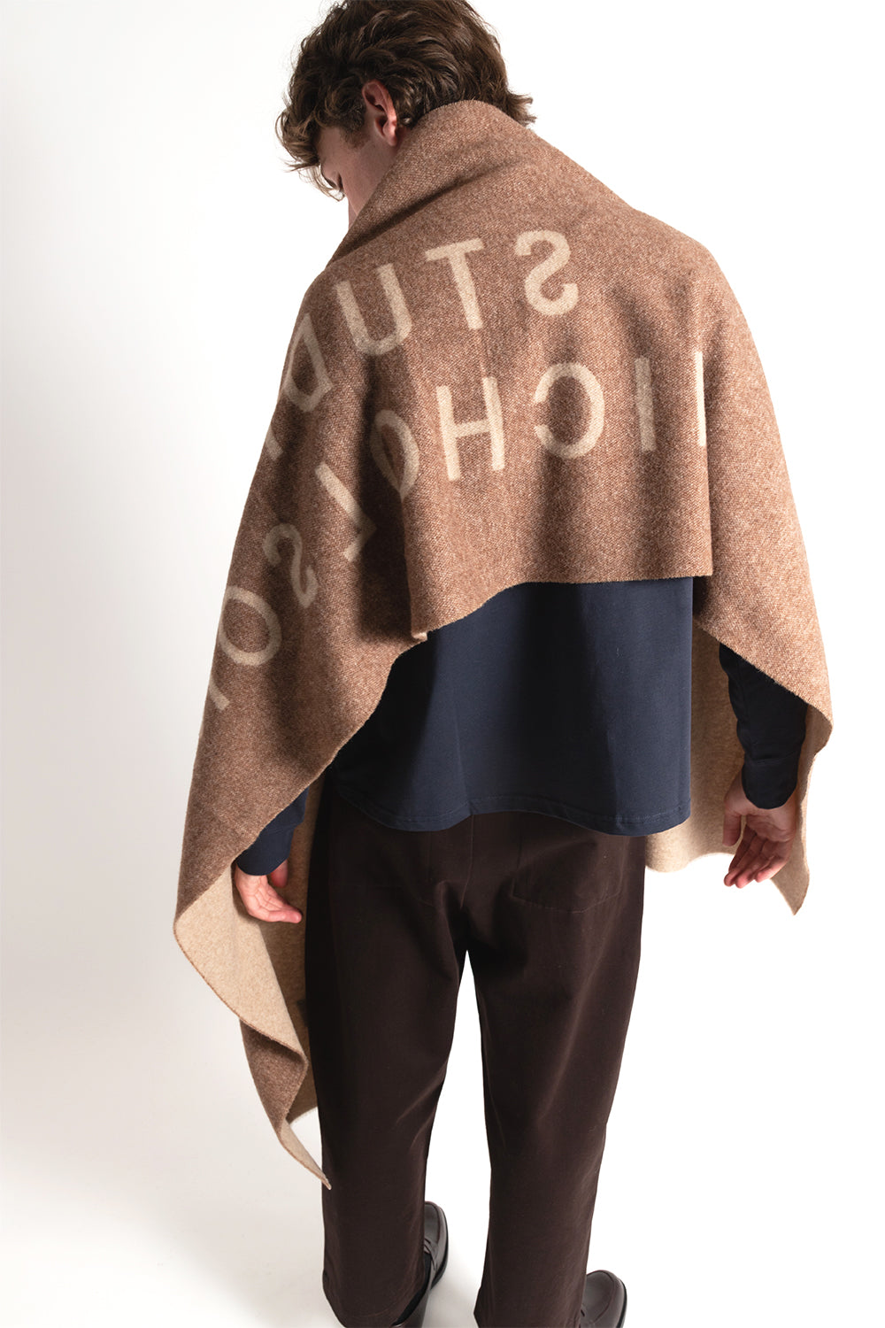 studio nicholson logo scarf tan camel