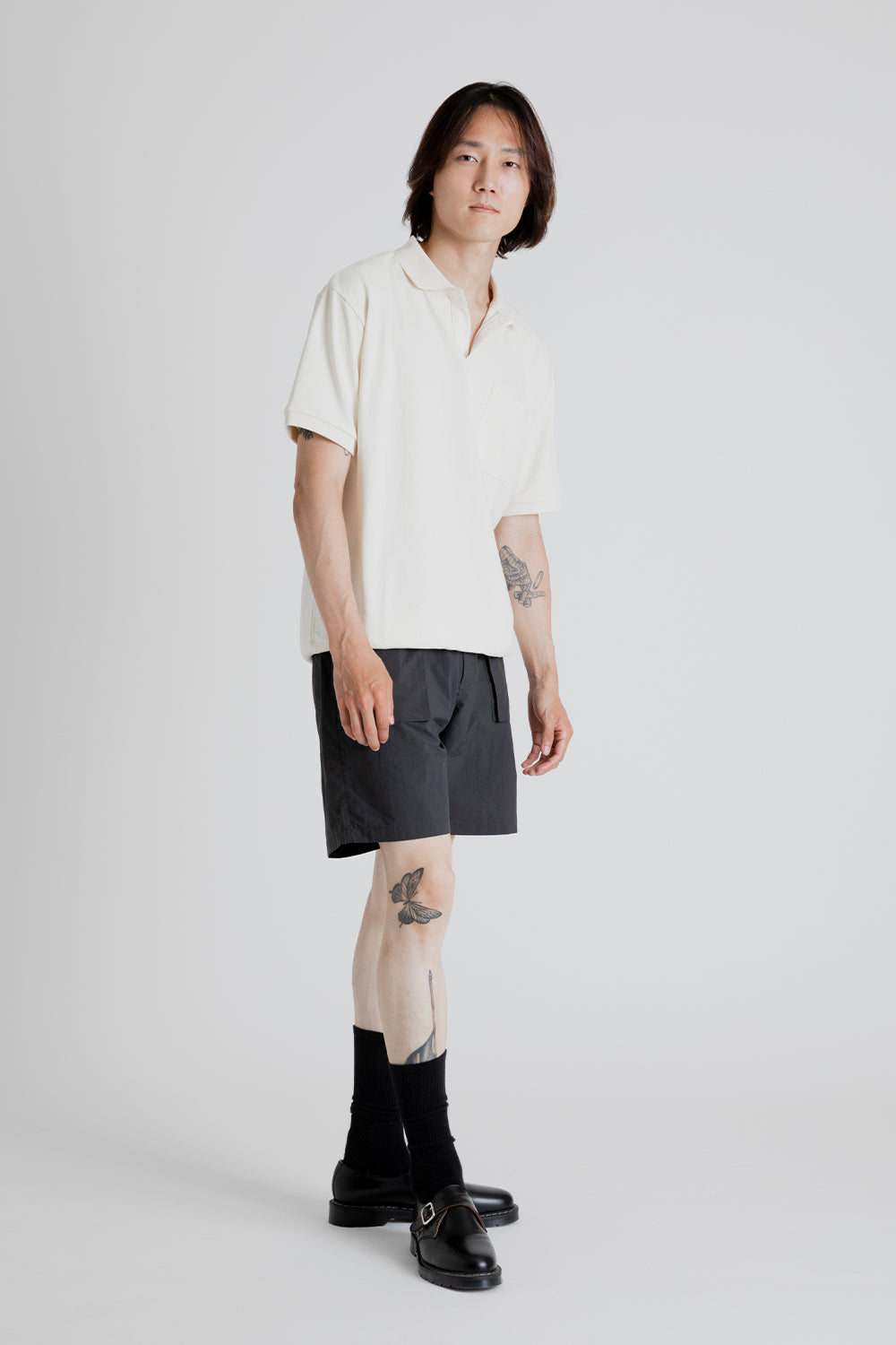 Uniform Bridge Collar Short Sleeve Tee in Cream