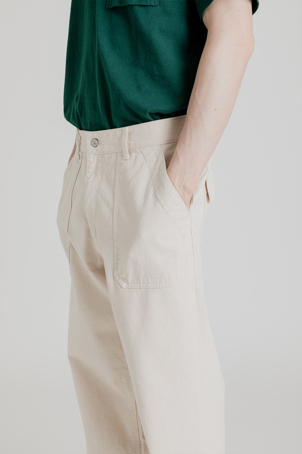 Uniform Bridge Cotton Fatigue Pants Wide Fit in Natural