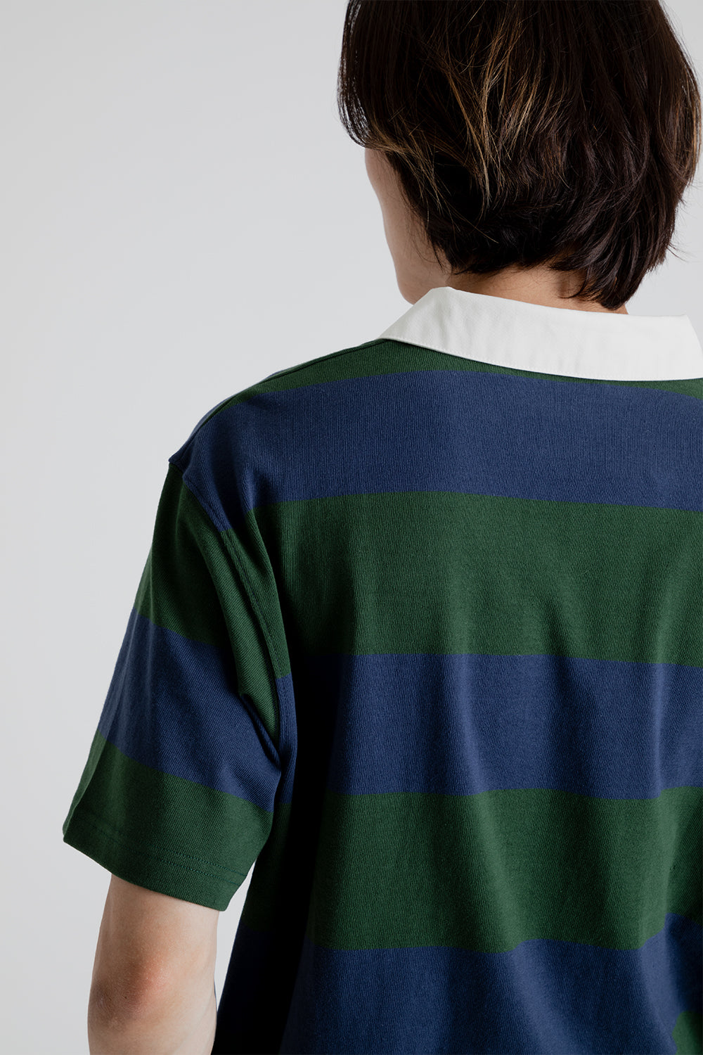 Uniform Bridge Naval Collar Short Sleeve Tee in Navy/Green