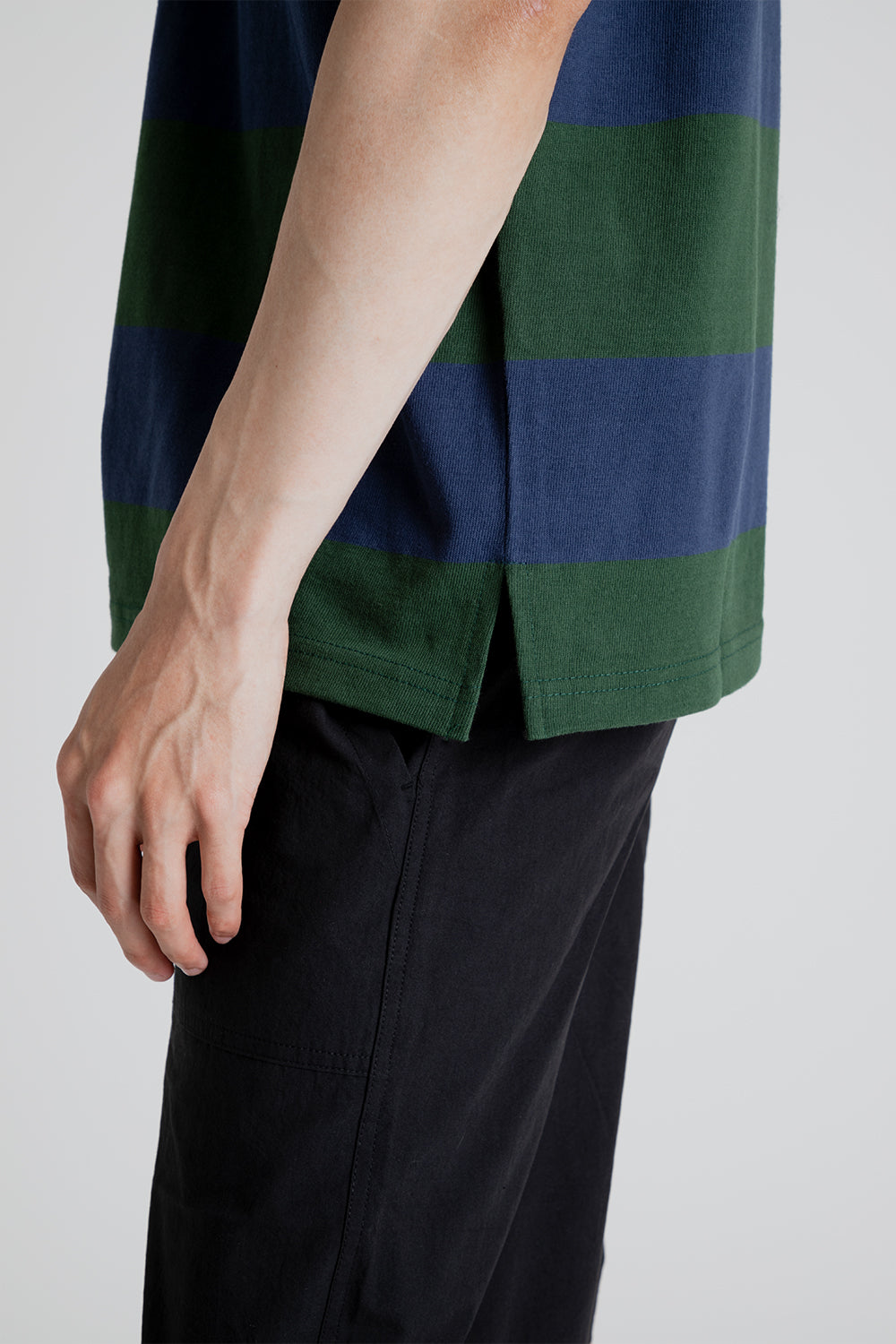 Uniform Bridge Naval Collar Short Sleeve Tee in Navy/Green