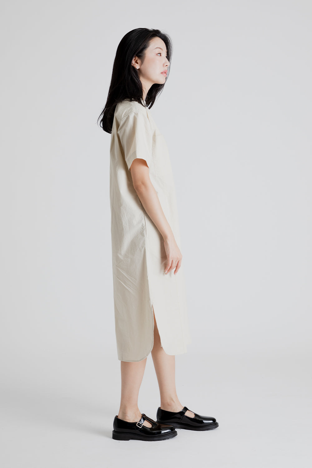 Uniform Bridge Women's Two Pocket One Piece Shirt in Beige