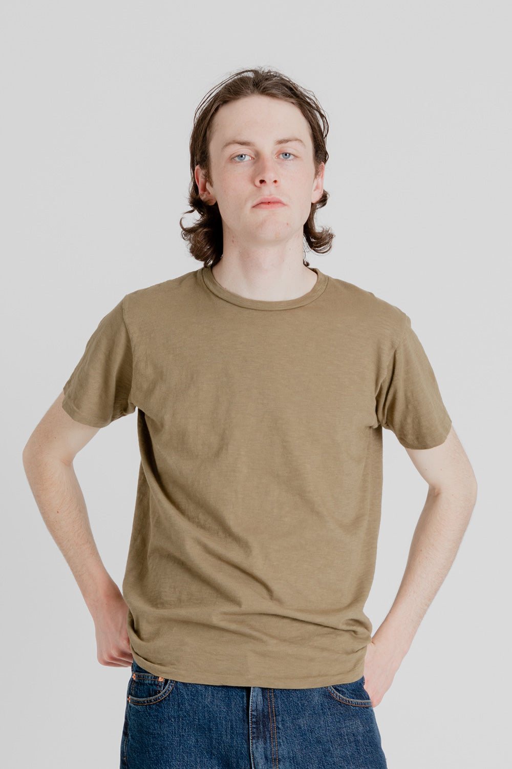 Velva Sheen Rolled Regular Short Sleeve Tee in Olive