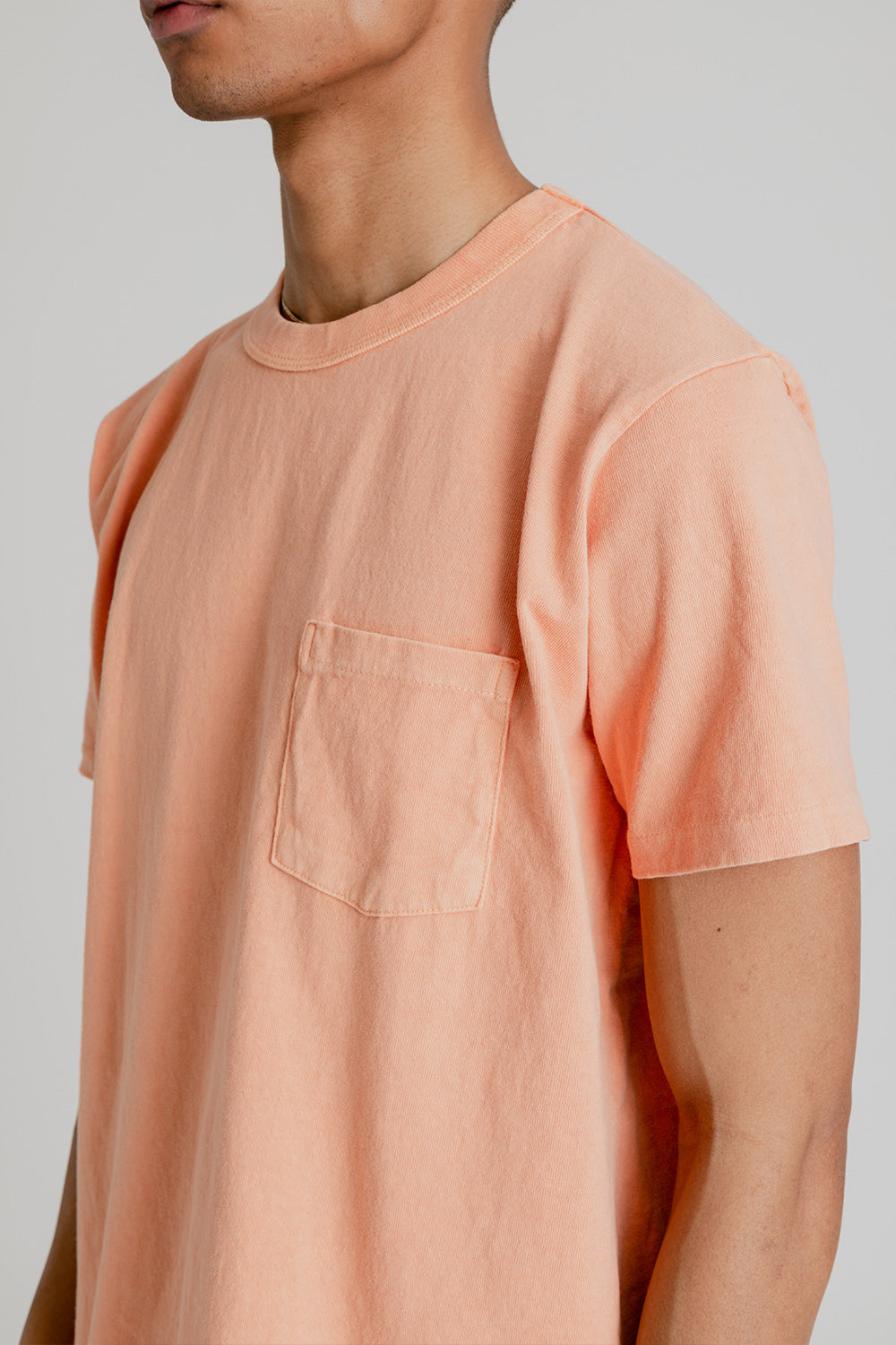 Velva Sheen Pigment Dyed Pocket Tee in Coral