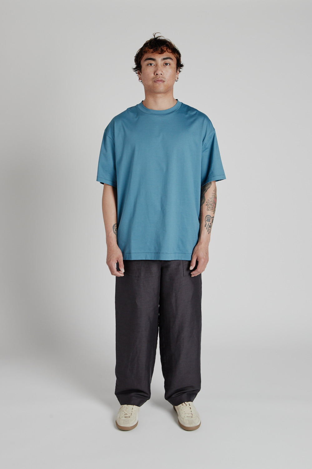 SUVIN 60/2 Oversized T-Shirt - Blue Gray