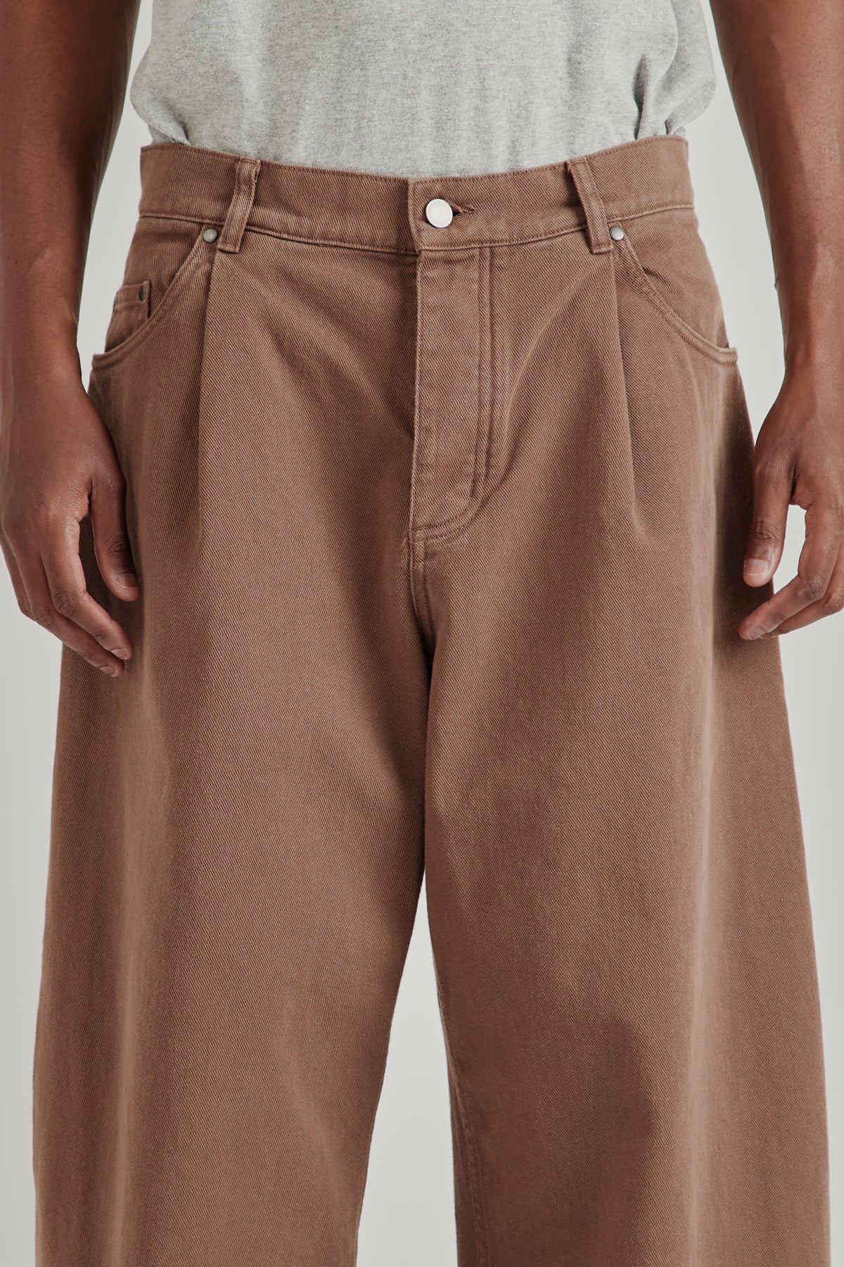 Duma Pleated Pants - Washed Brown Twill