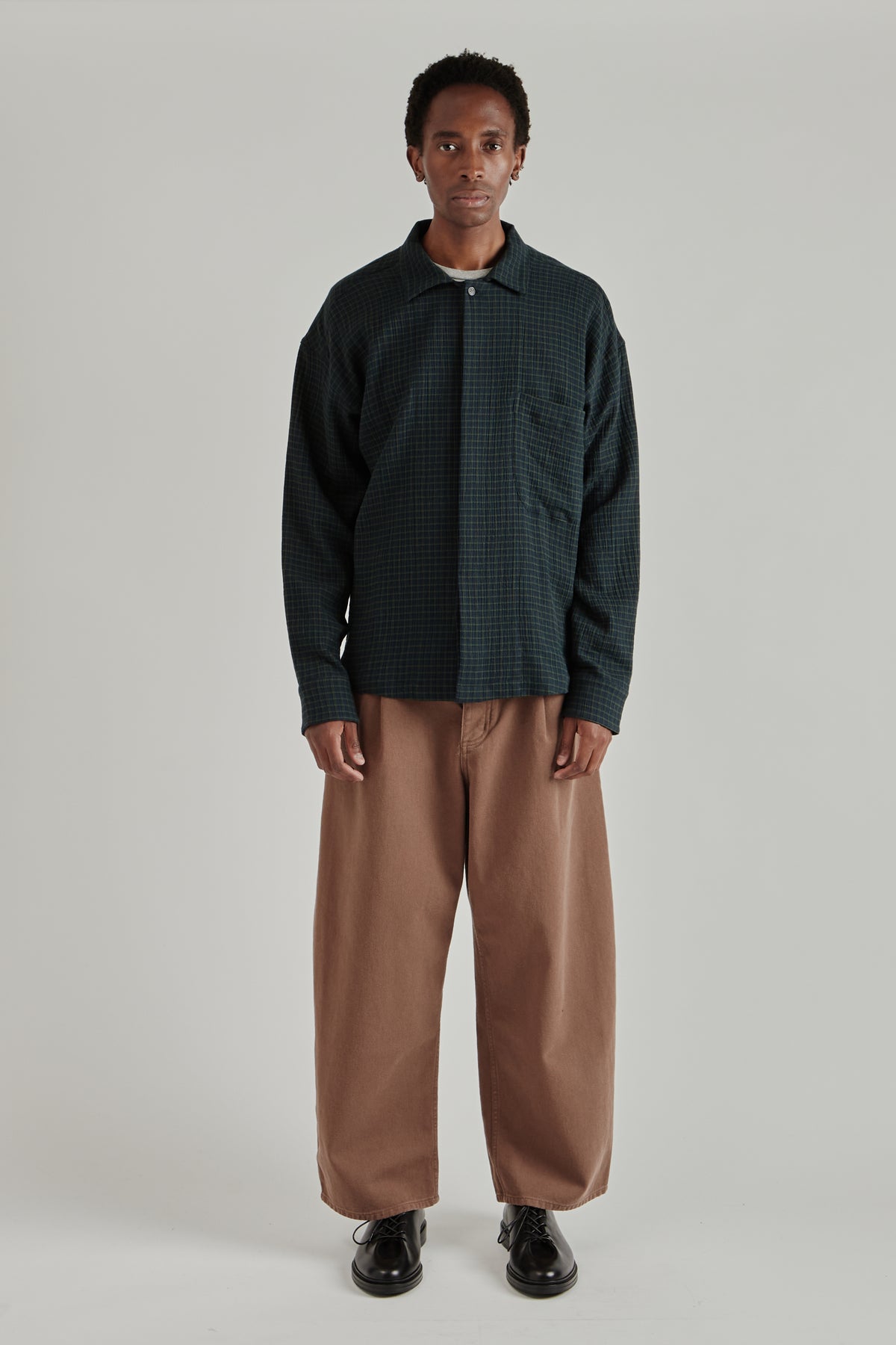 Rumba Shirt - Navy Green Stripe