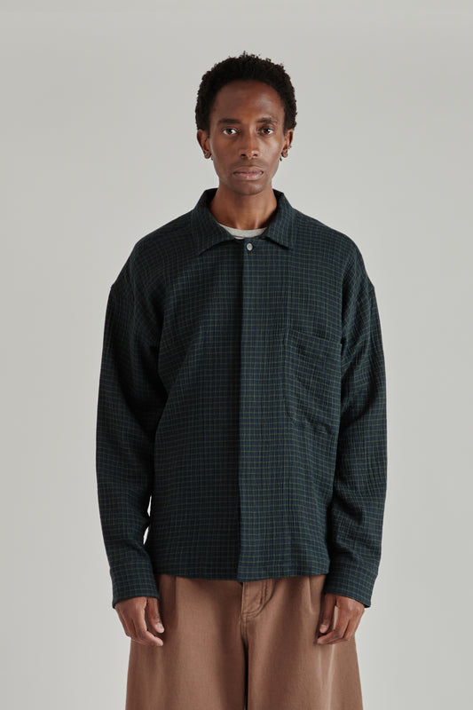Rumba Shirt - Navy Green Stripe