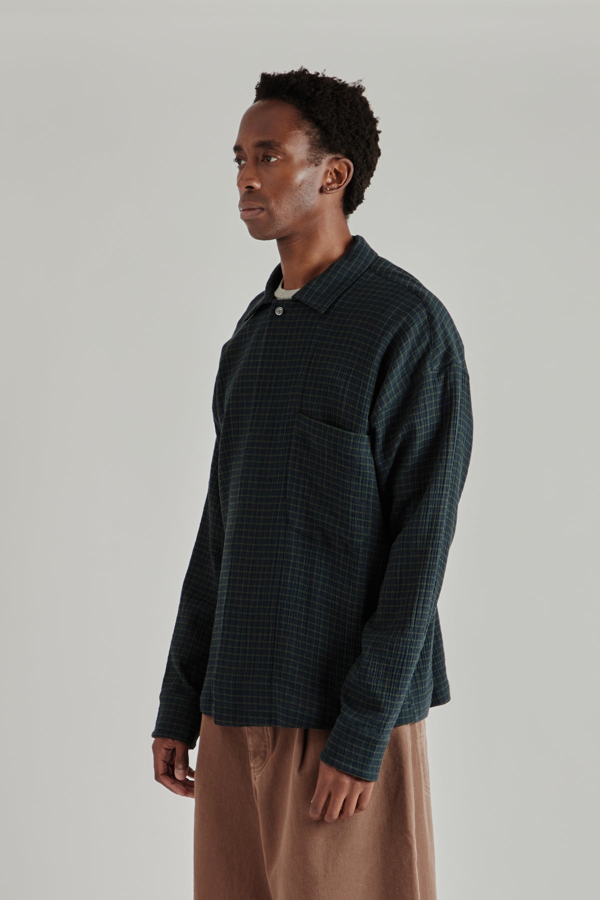 Rumba Shirt - Navy Green Stripe