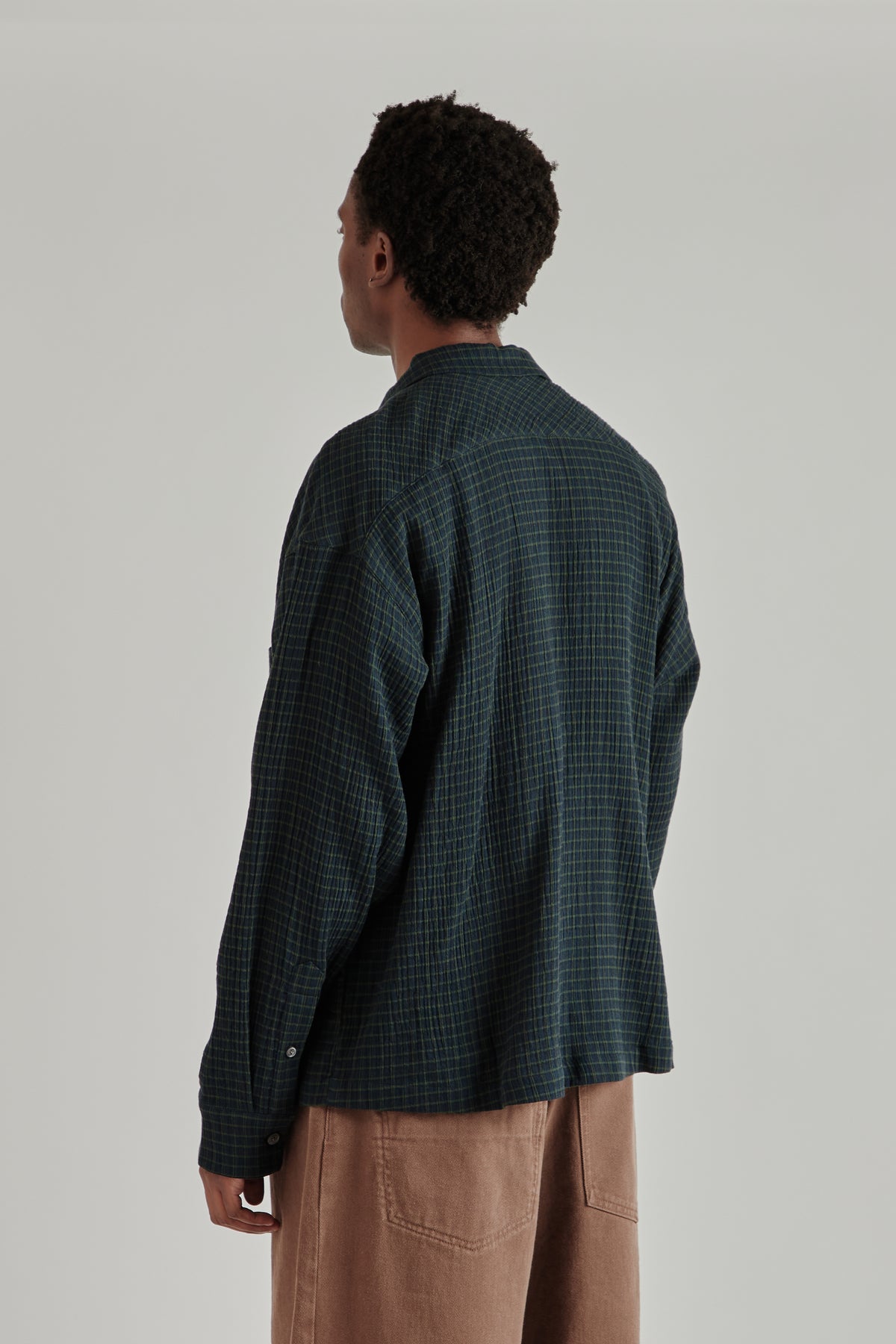 Rumba Shirt - Navy Green Stripe