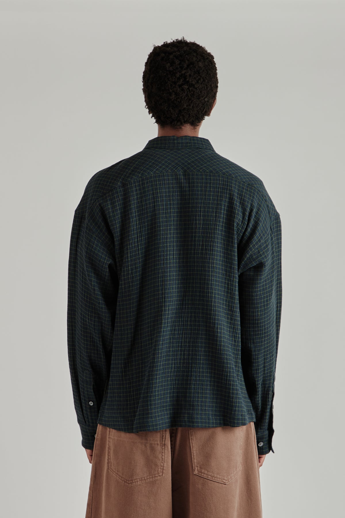 Rumba Shirt - Navy Green Stripe