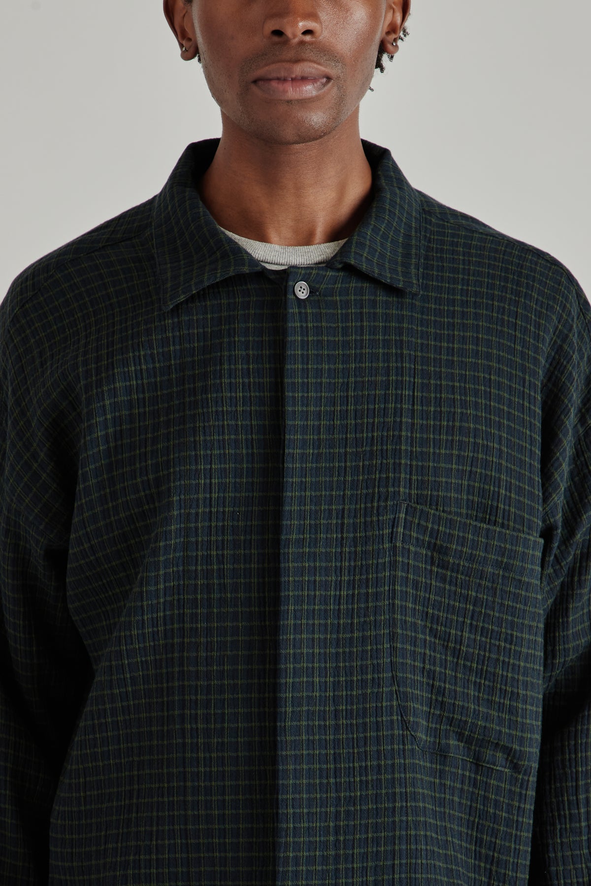 Rumba Shirt - Navy Green Stripe