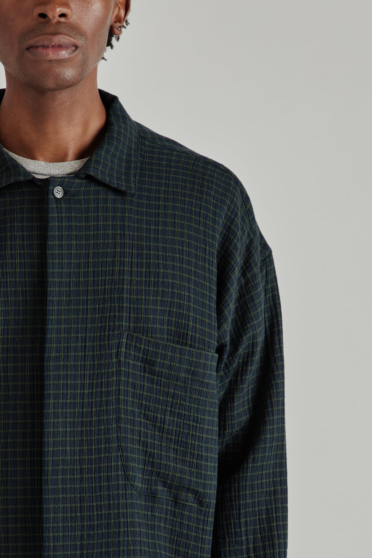 Rumba Shirt - Navy Green Stripe