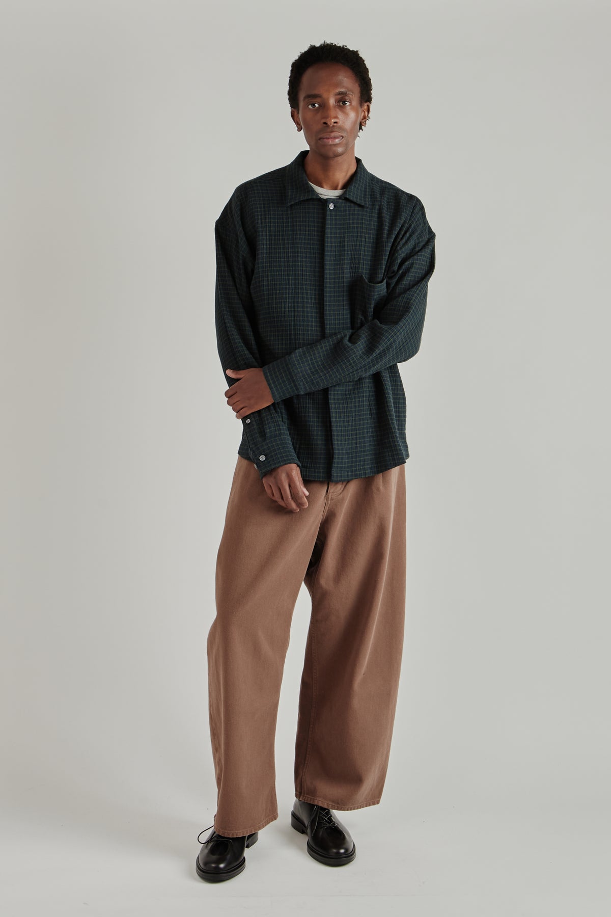 Rumba Shirt - Navy Green Stripe