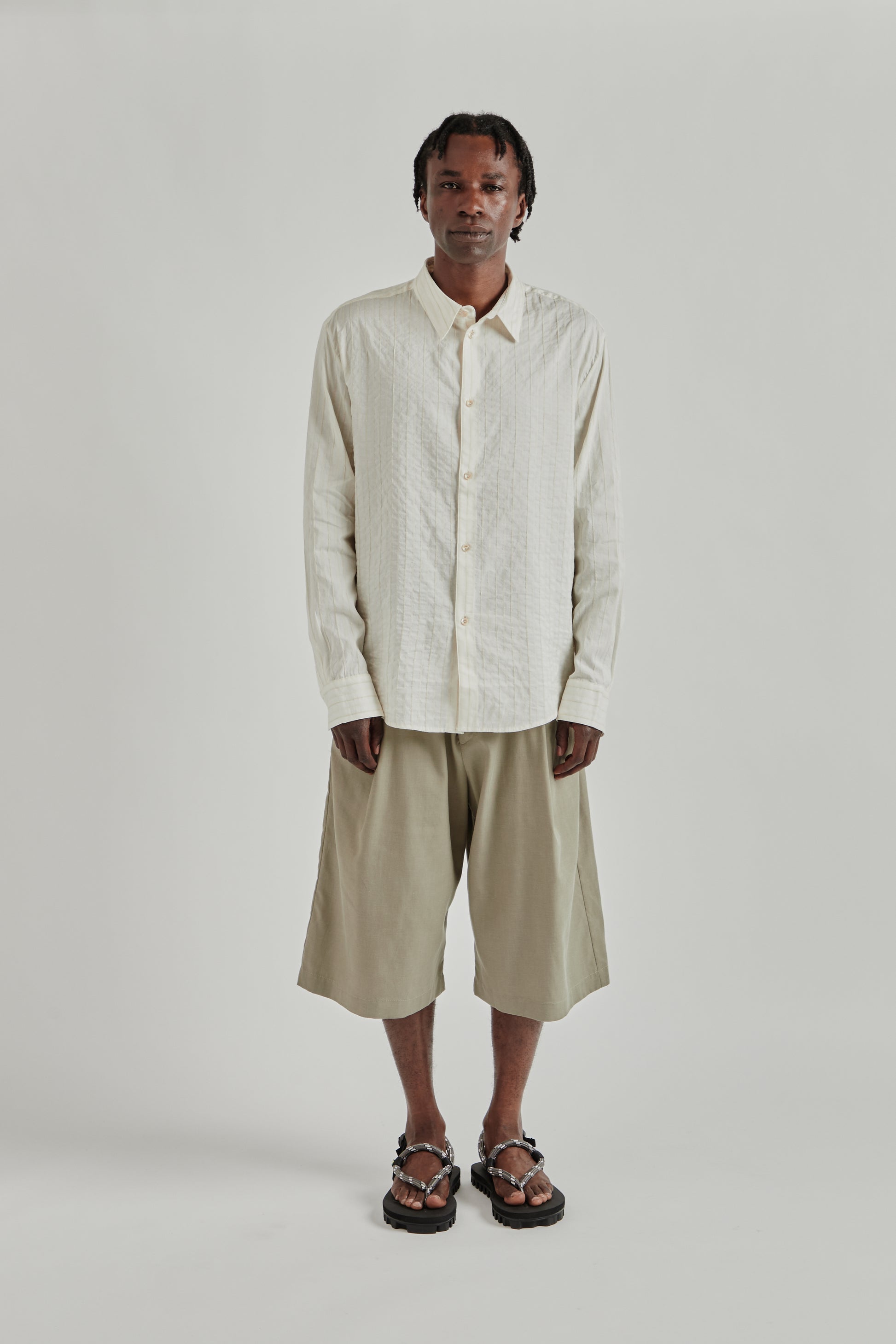 A Kind Of Guise SS26 Fulvio Shirt structured natural stripe0877