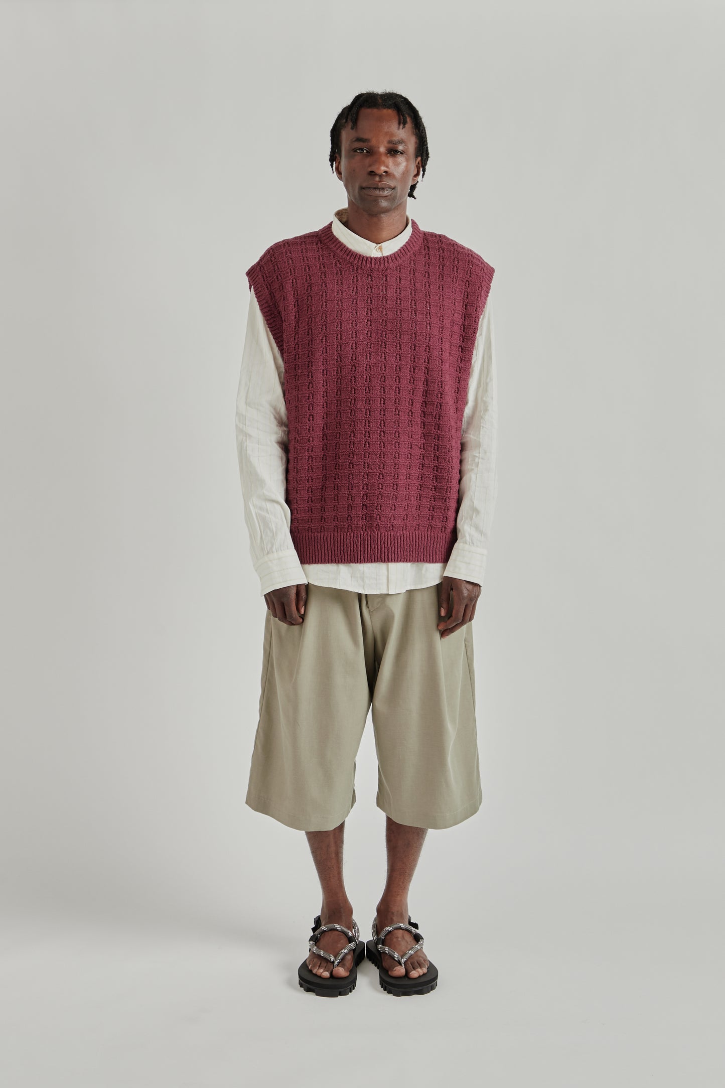 A Kind Of Guise SS26 Tembe Knit Vest aubergine cotton boucle0901
