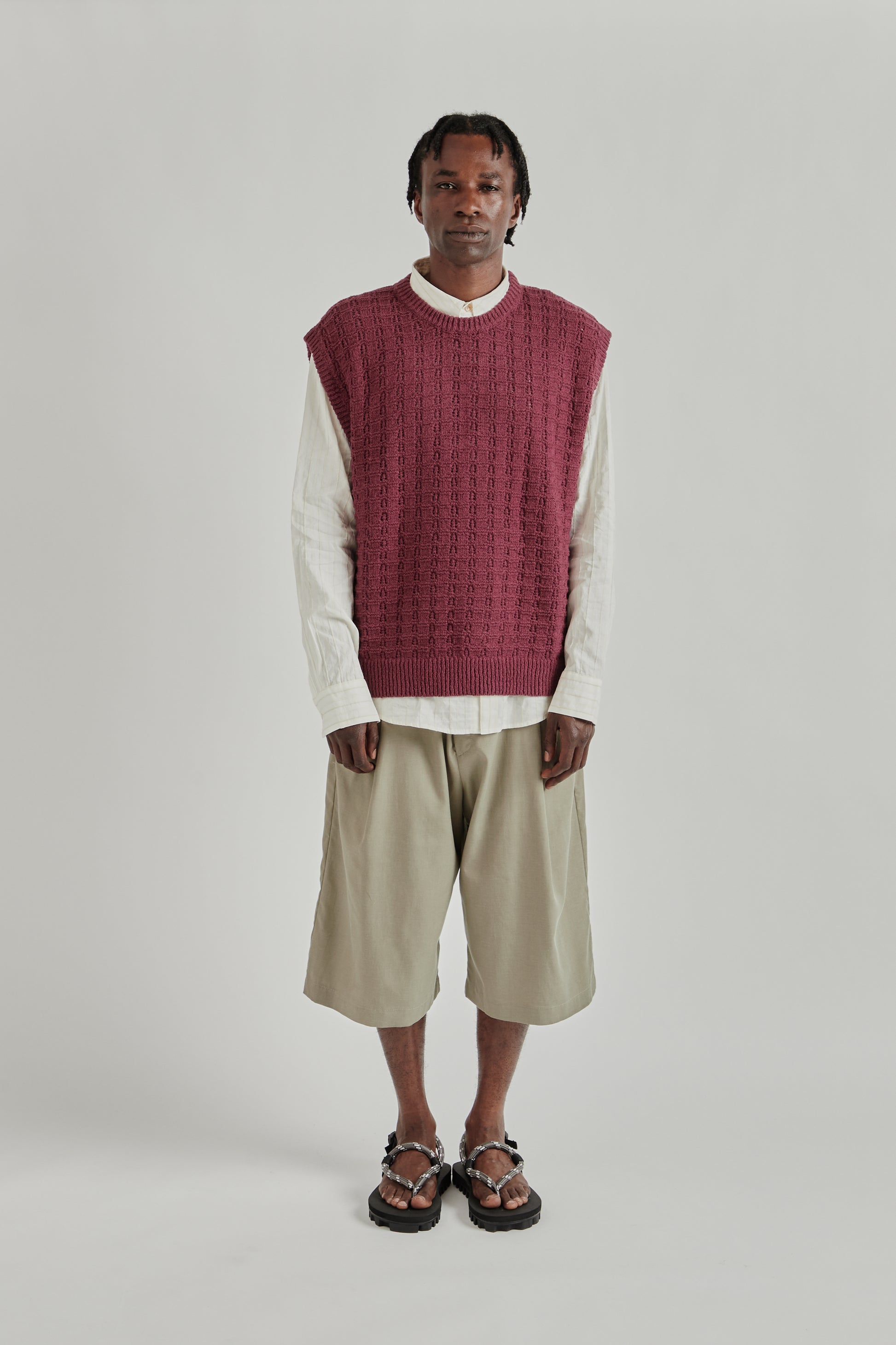 A Kind Of Guise SS26 Tembe Knit Vest aubergine cotton boucle0901
