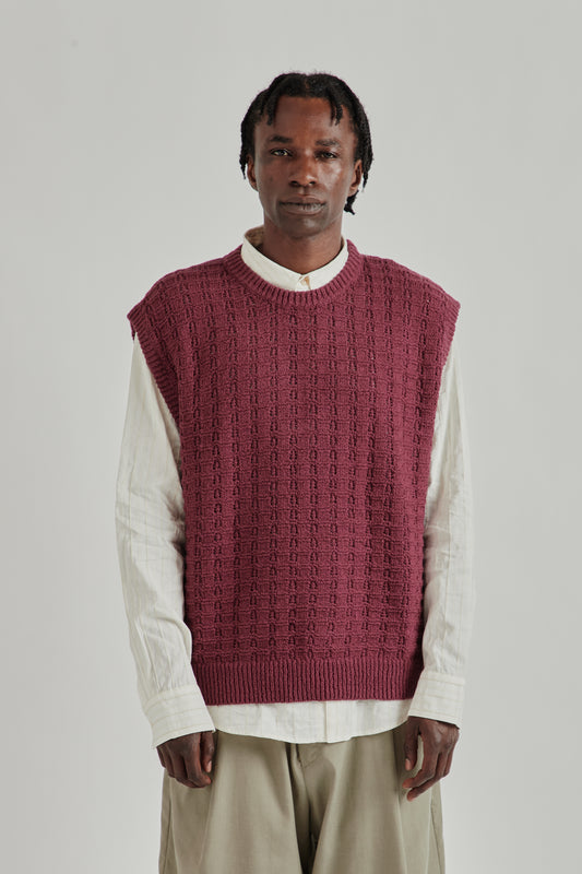 Tembe Knit Vest - Aubergine Cotton Boucle