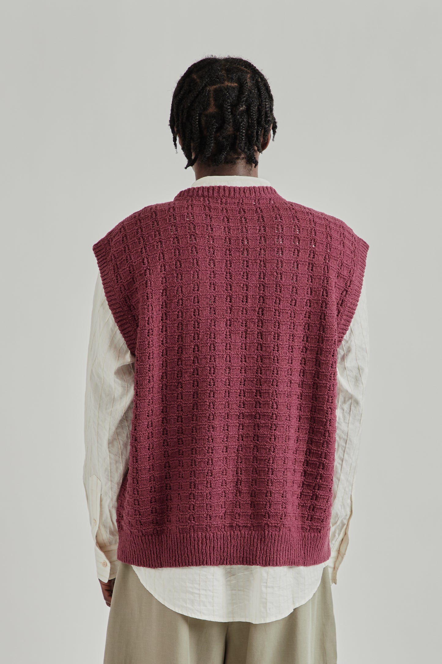 A Kind Of Guise SS26 Tembe Knit Vest aubergine cotton boucle0913