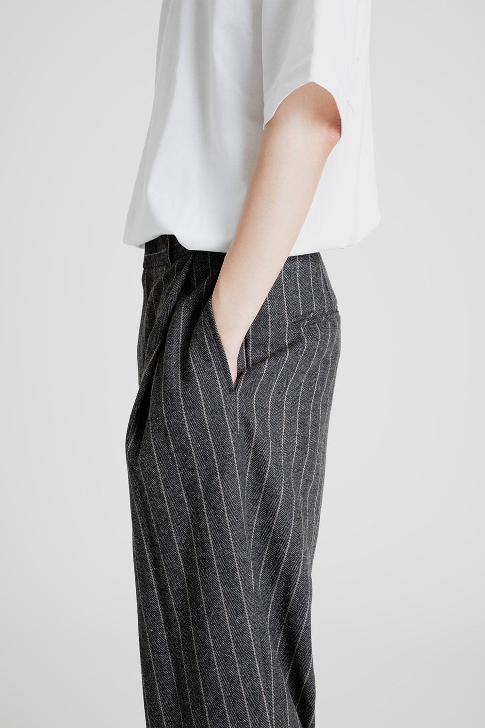 Amomento Wool Stripes Martin Pants in Grey