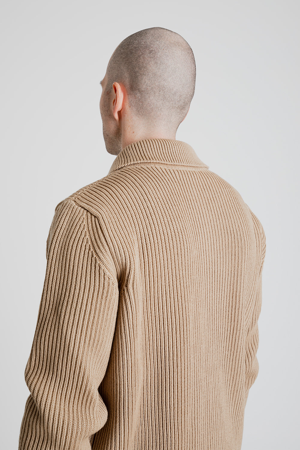 Andersen-Andersen Navy Full Zip with Pockets in Camel | Wallace