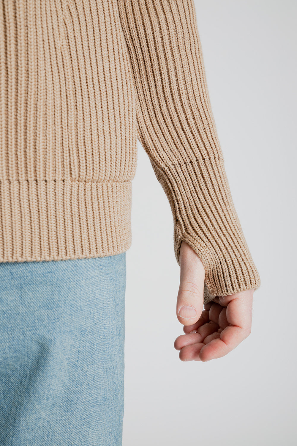 Andersen-Andersen Navy Full Zip with Pockets in Camel | Wallace