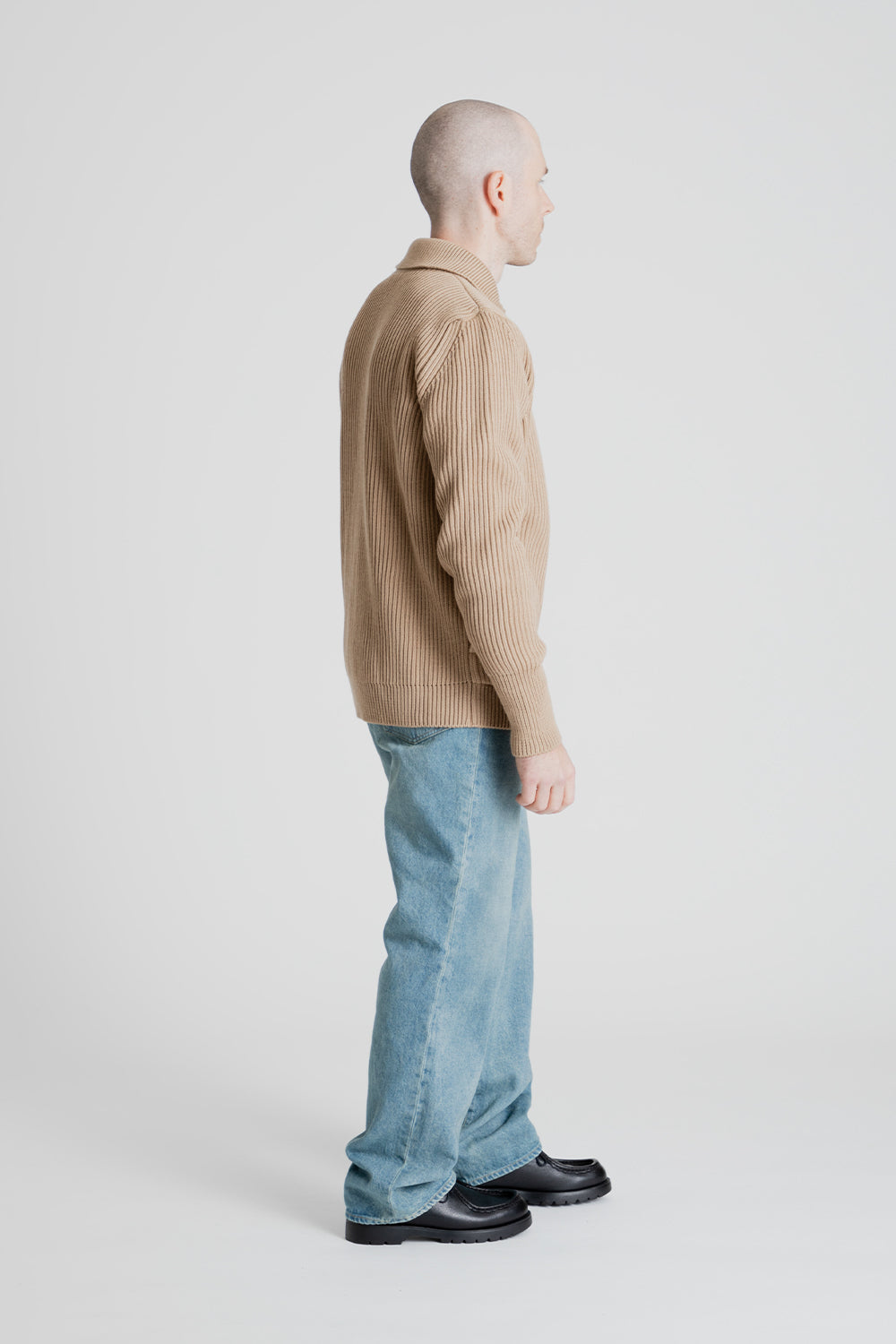 Andersen-Andersen Navy Full Zip with Pockets in Camel | Wallace
