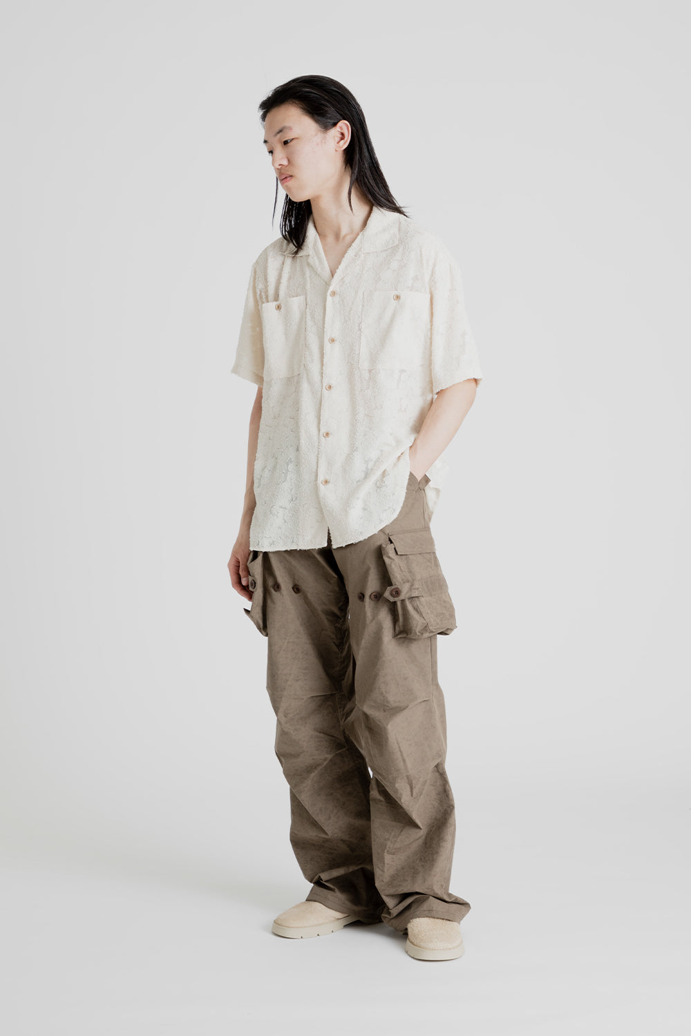 Andersson Bell Bali Sheer Open Collar Shirt in Ecru