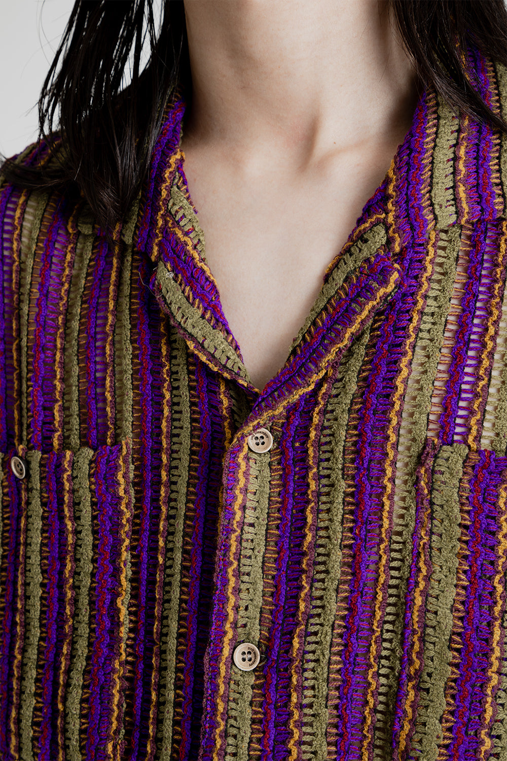 Andersson Bell Sheer Knit Open Collar Shirt in Purple