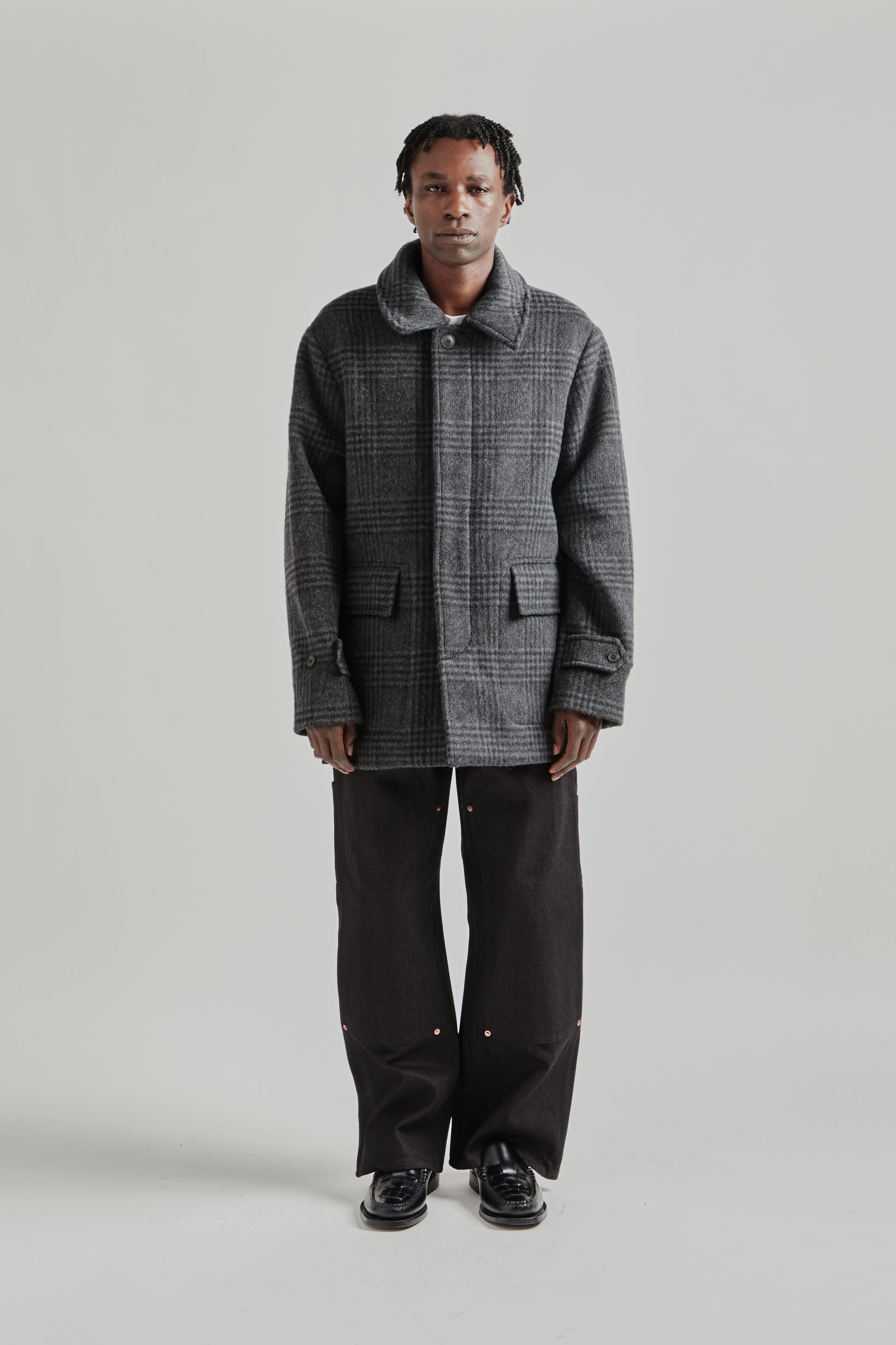 Another Aspect FW25 Another Coat 1.0 Grey Black Tartan 1