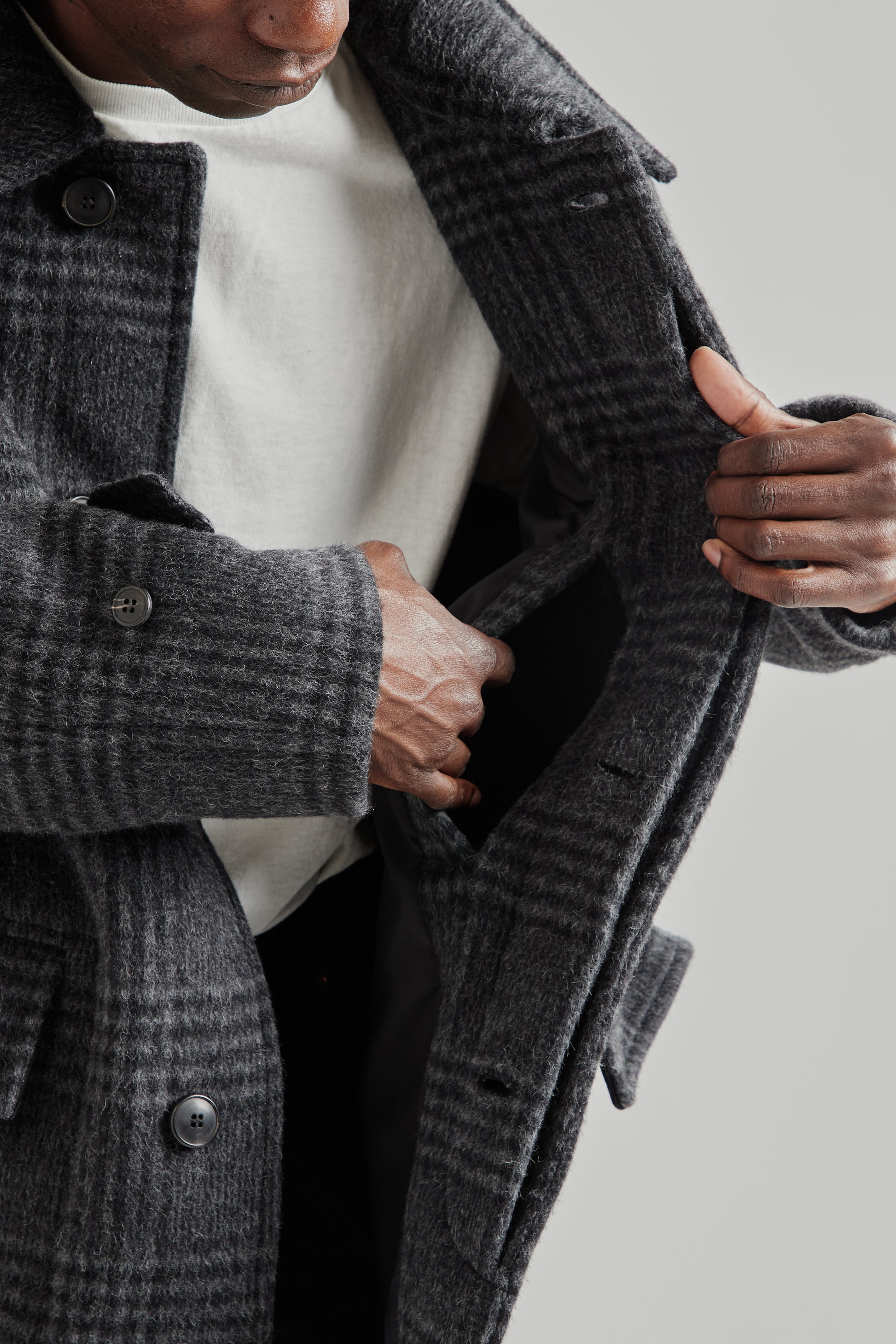 Another Aspect FW25 Another Coat 1.0 Grey Black Tartan 10