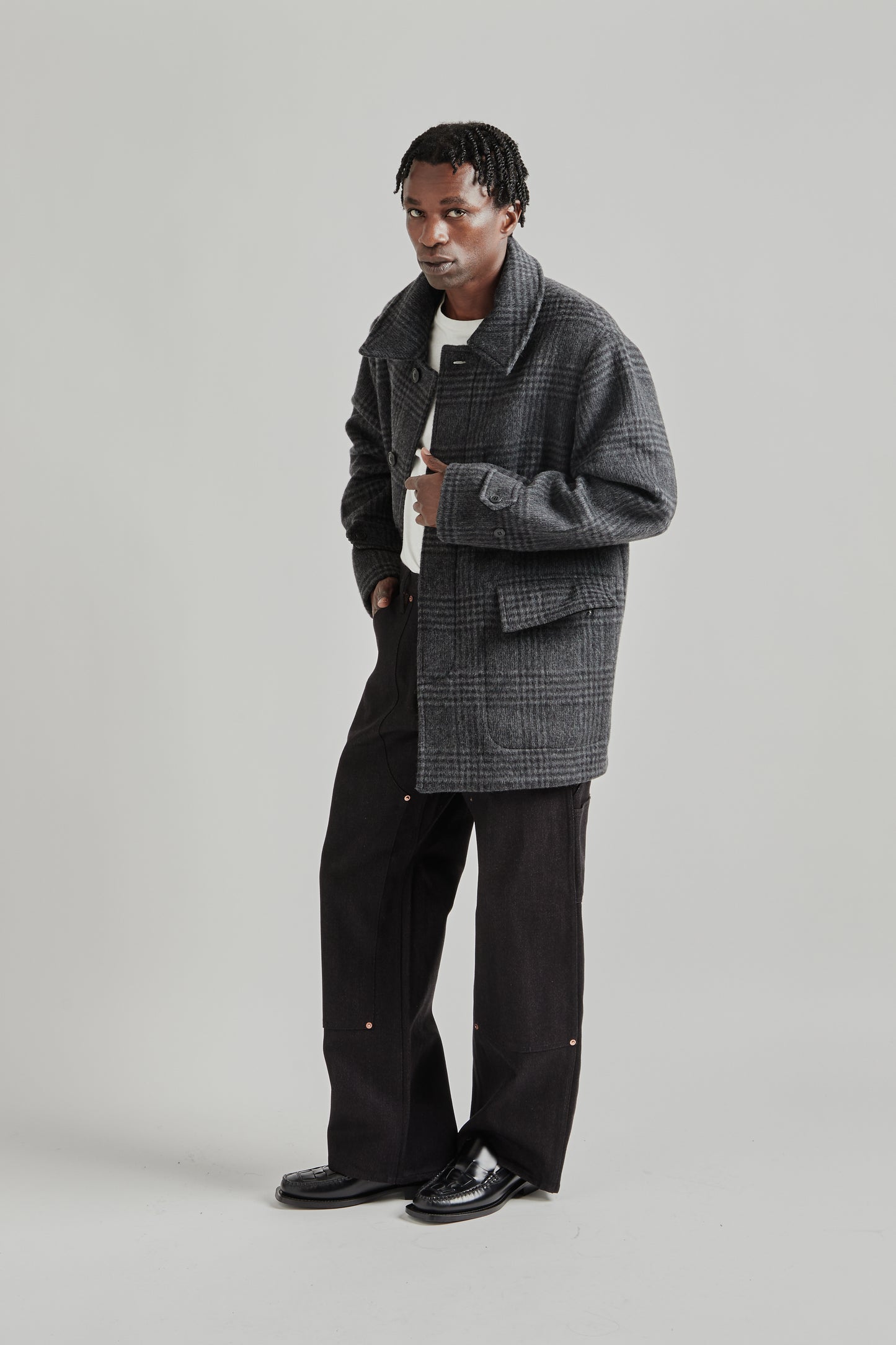 Another Aspect FW25 Another Coat 1.0 Grey Black Tartan 12