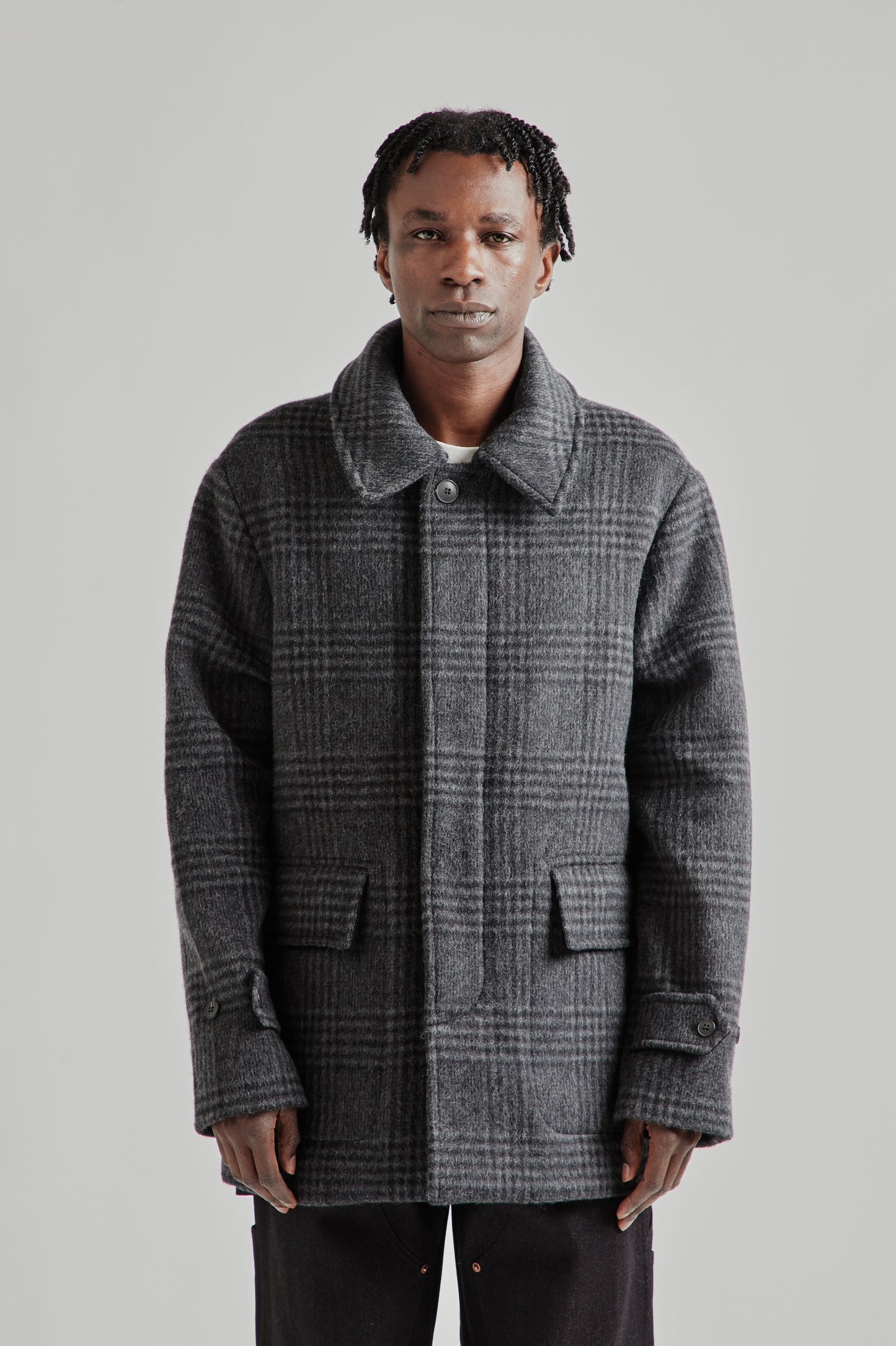 Another Aspect FW25 Another Coat 1.0 Grey Black Tartan 2