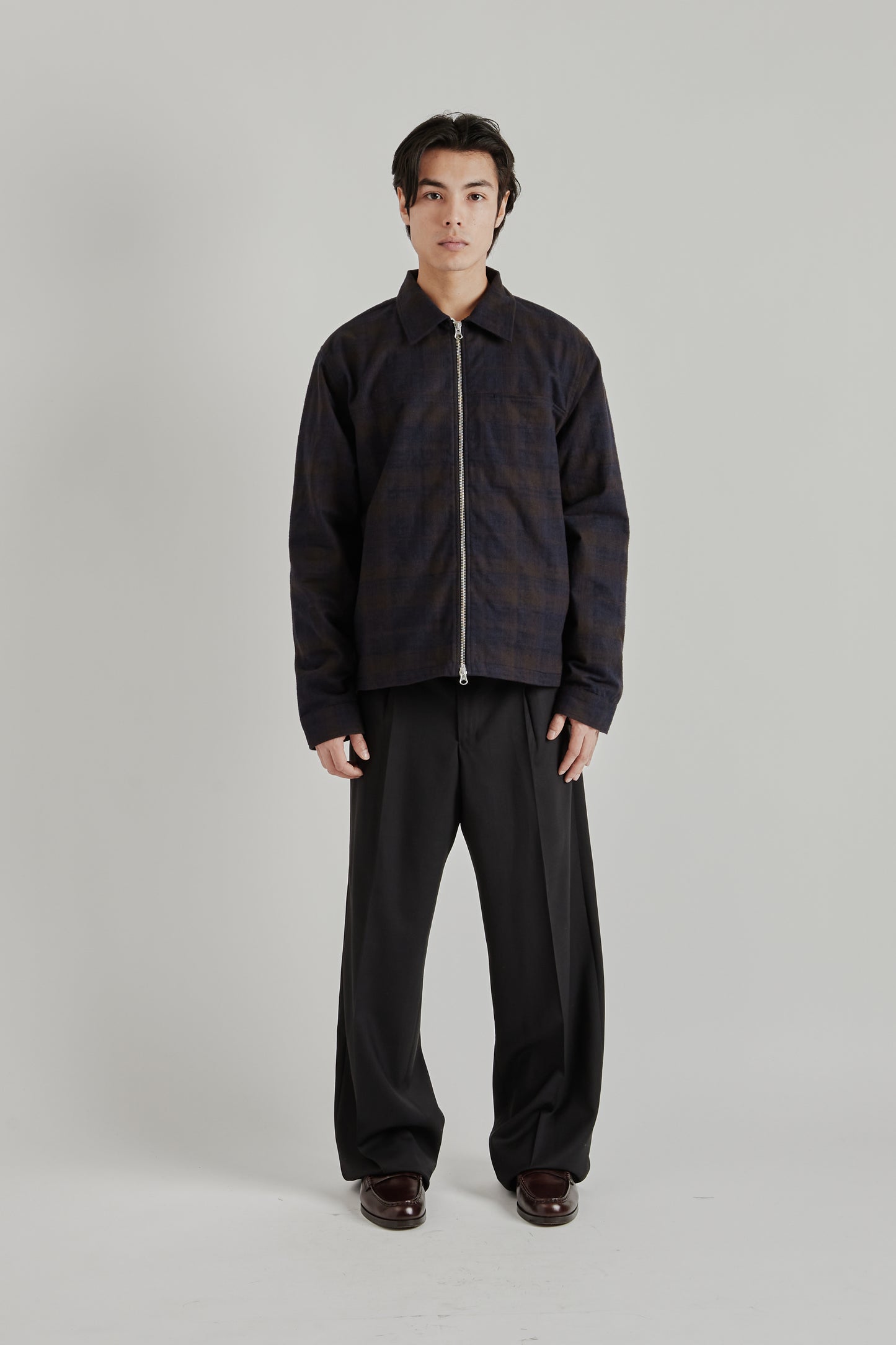 Another Aspect SS26 Another Overshirt 3.0 Navy Brown Check 2054