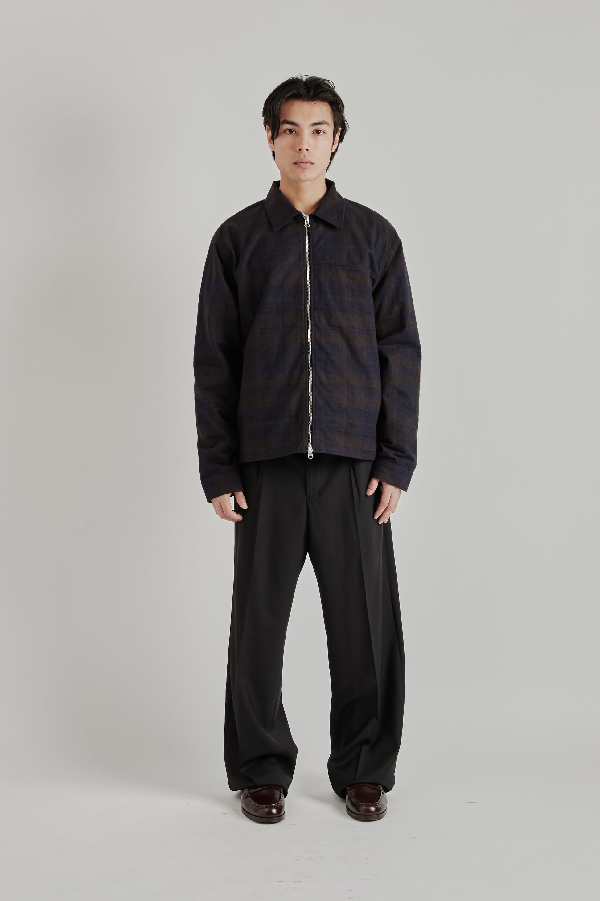 Another Aspect SS26 Another Overshirt 3.0 Navy Brown Check 2054