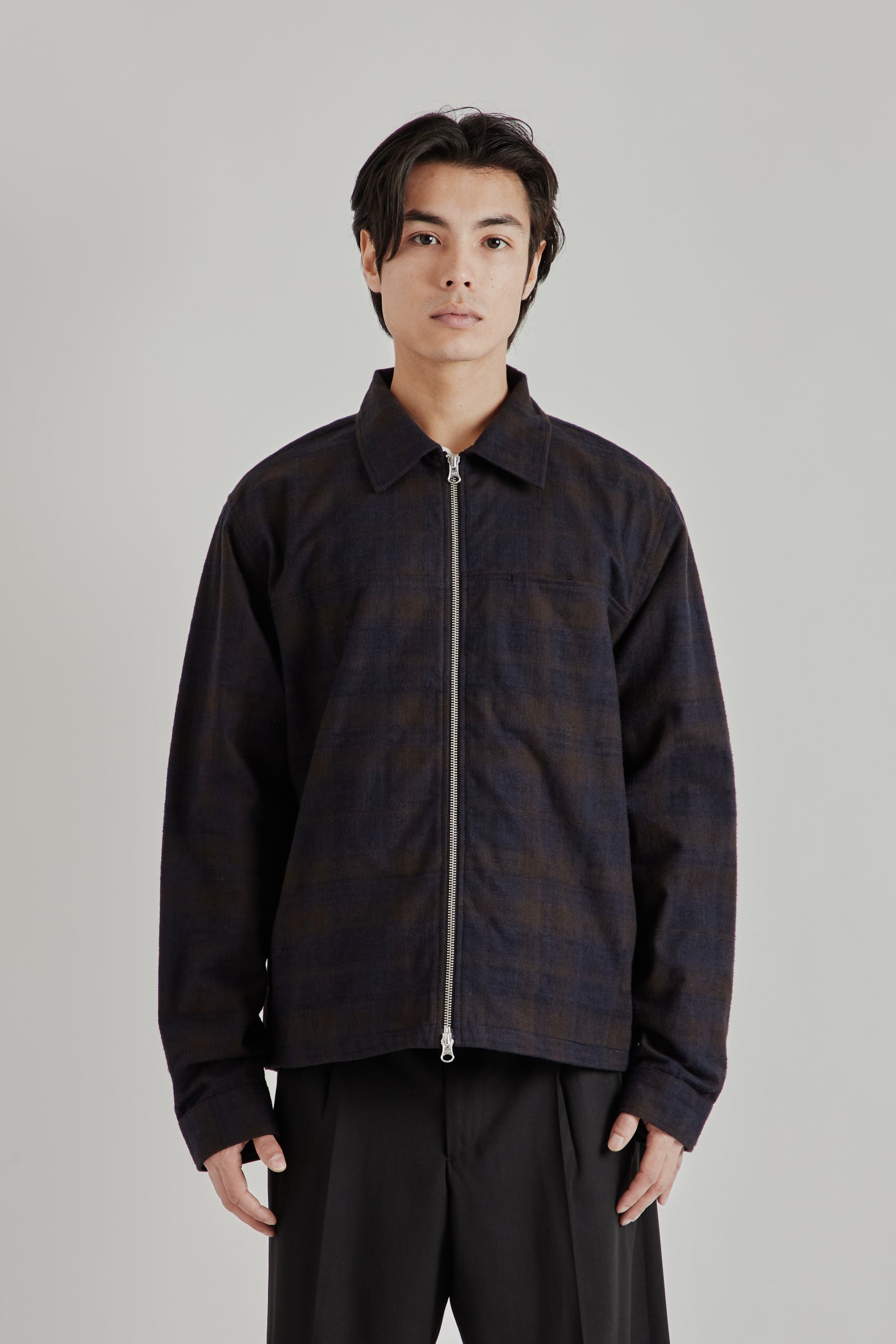 Another Aspect SS26 Another Overshirt 3.0 Navy Brown Check 2059