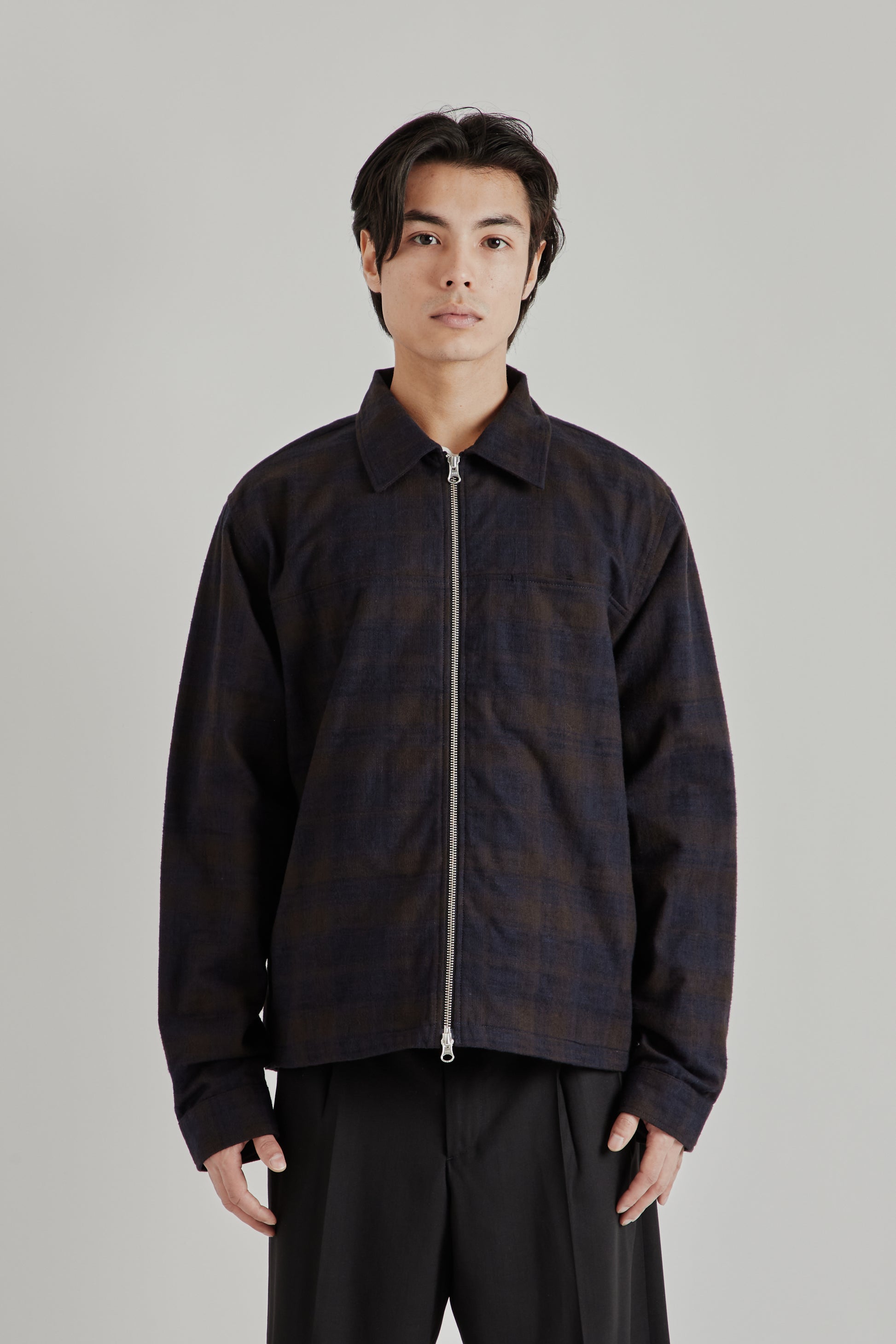 Another Aspect SS26 Another Overshirt 3.0 Navy Brown Check 2059