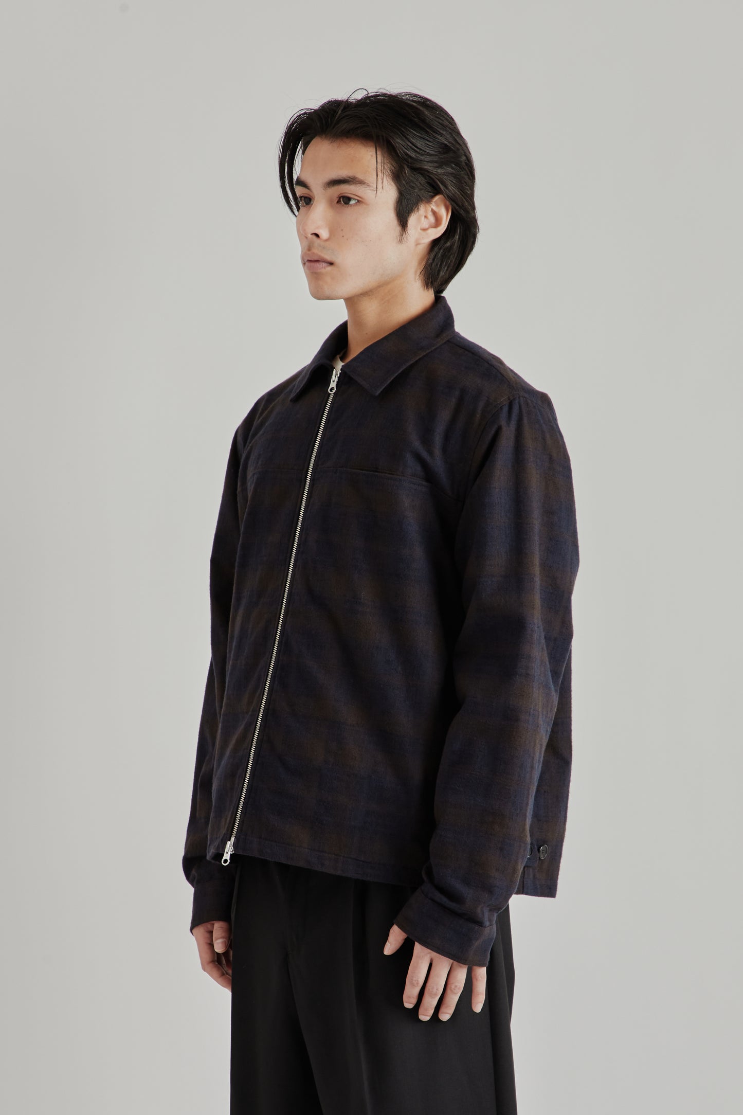 Another Aspect SS26 Another Overshirt 3.0 Navy Brown Check 2061