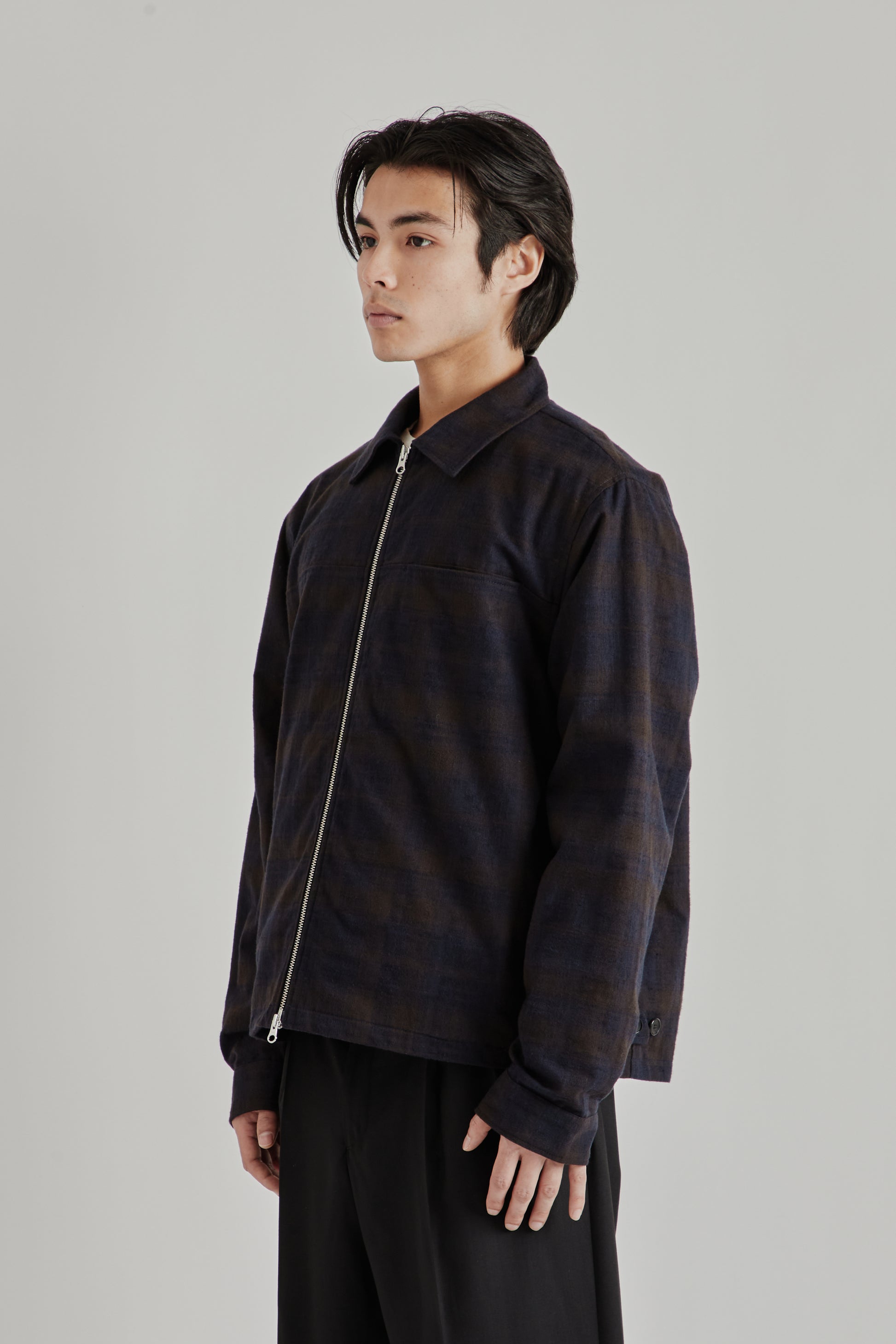 Another Aspect SS26 Another Overshirt 3.0 Navy Brown Check 2061