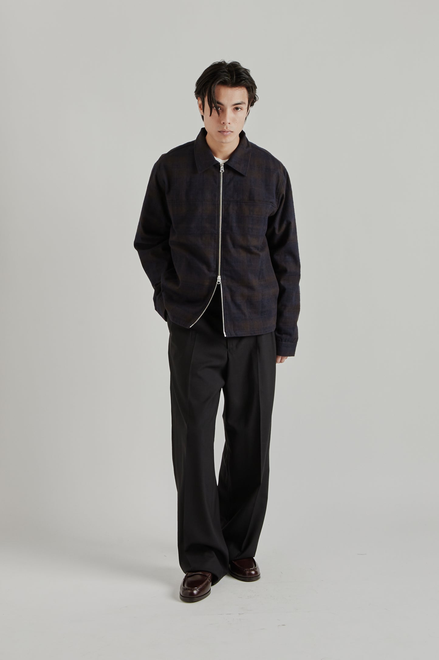 Another Aspect SS26 Another Overshirt 3.0 Navy Brown Check 2076
