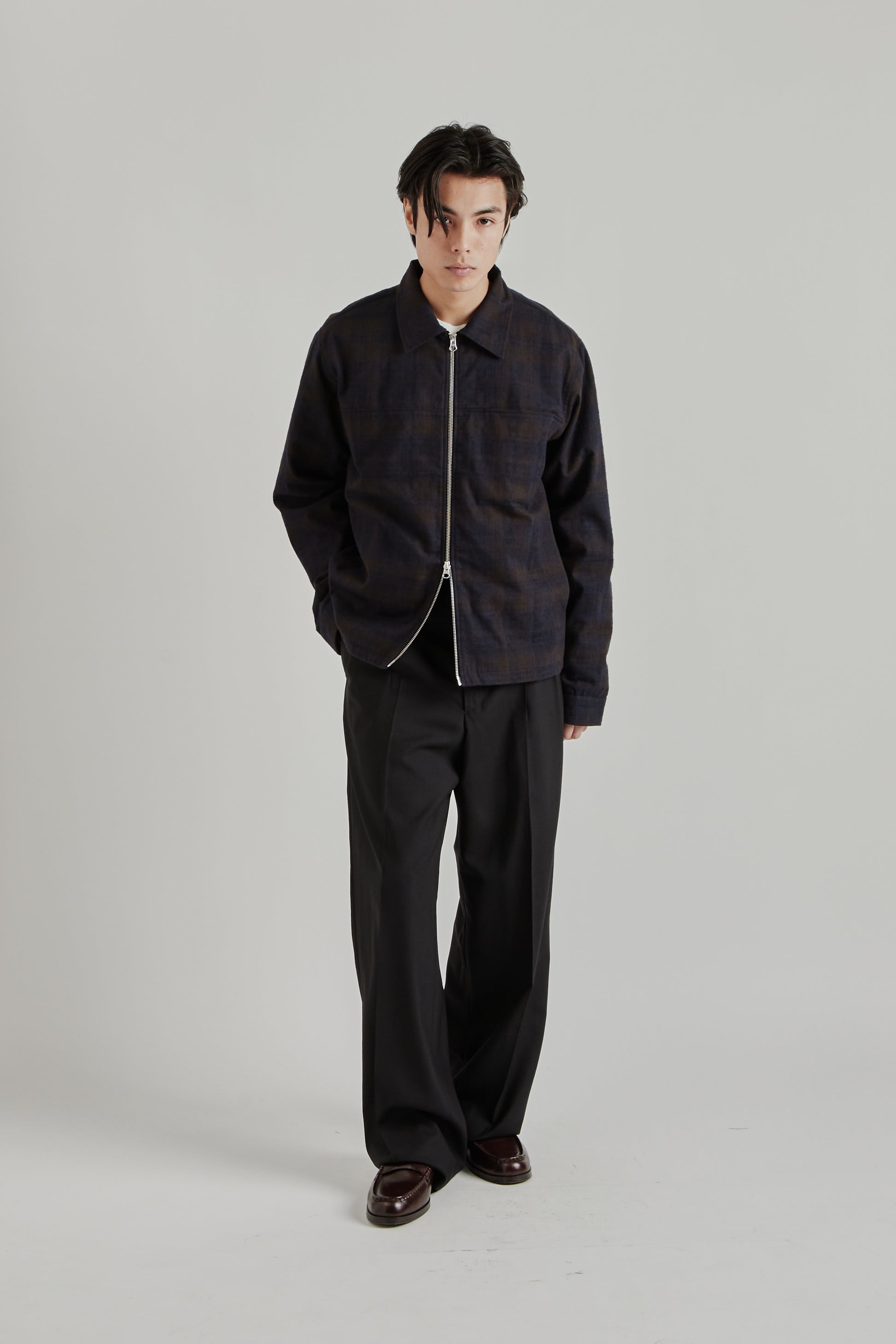 Another Aspect SS26 Another Overshirt 3.0 Navy Brown Check 2076
