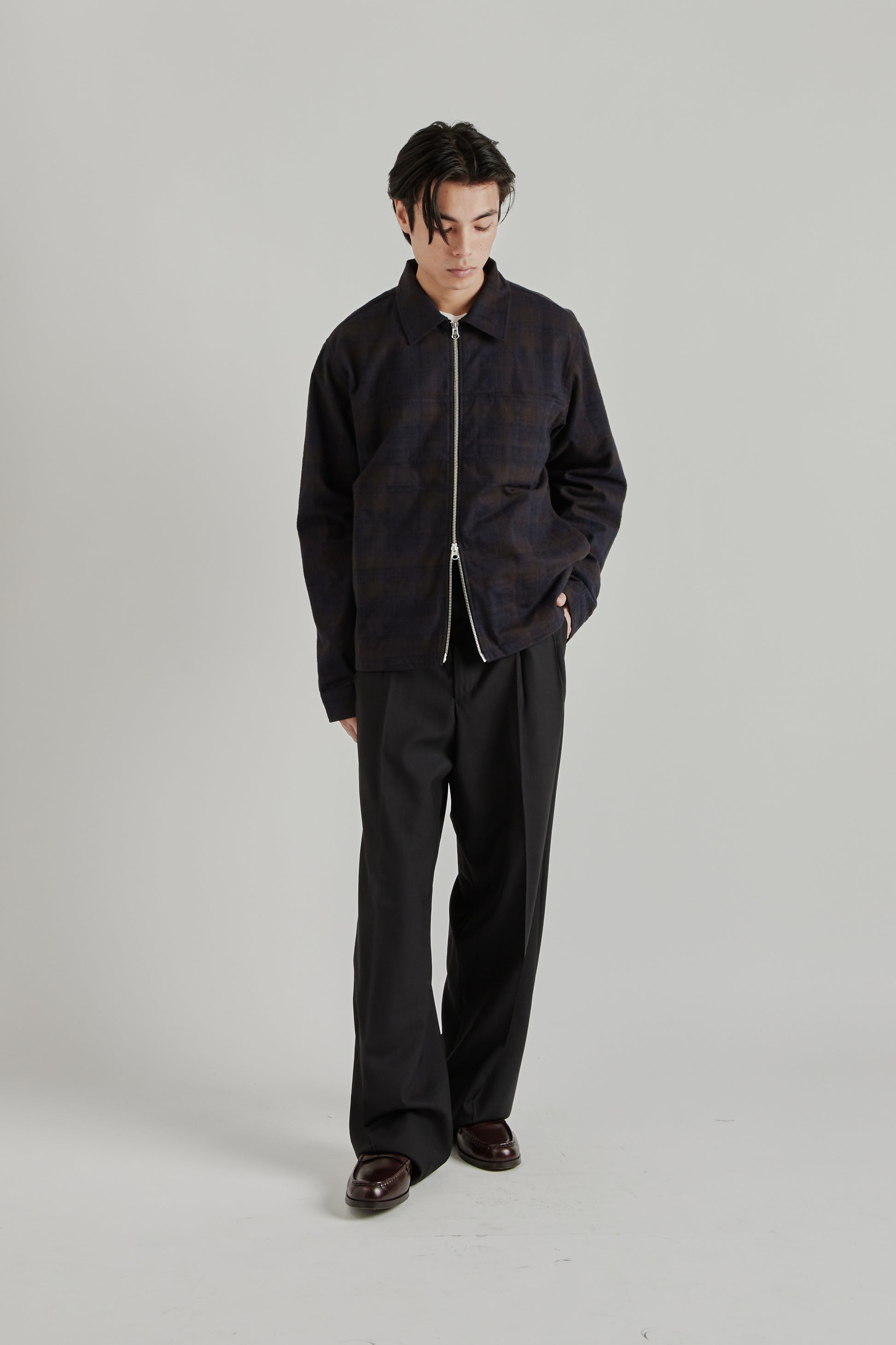 Another Aspect SS26 Another Overshirt 3.0 Navy Brown Check 2080