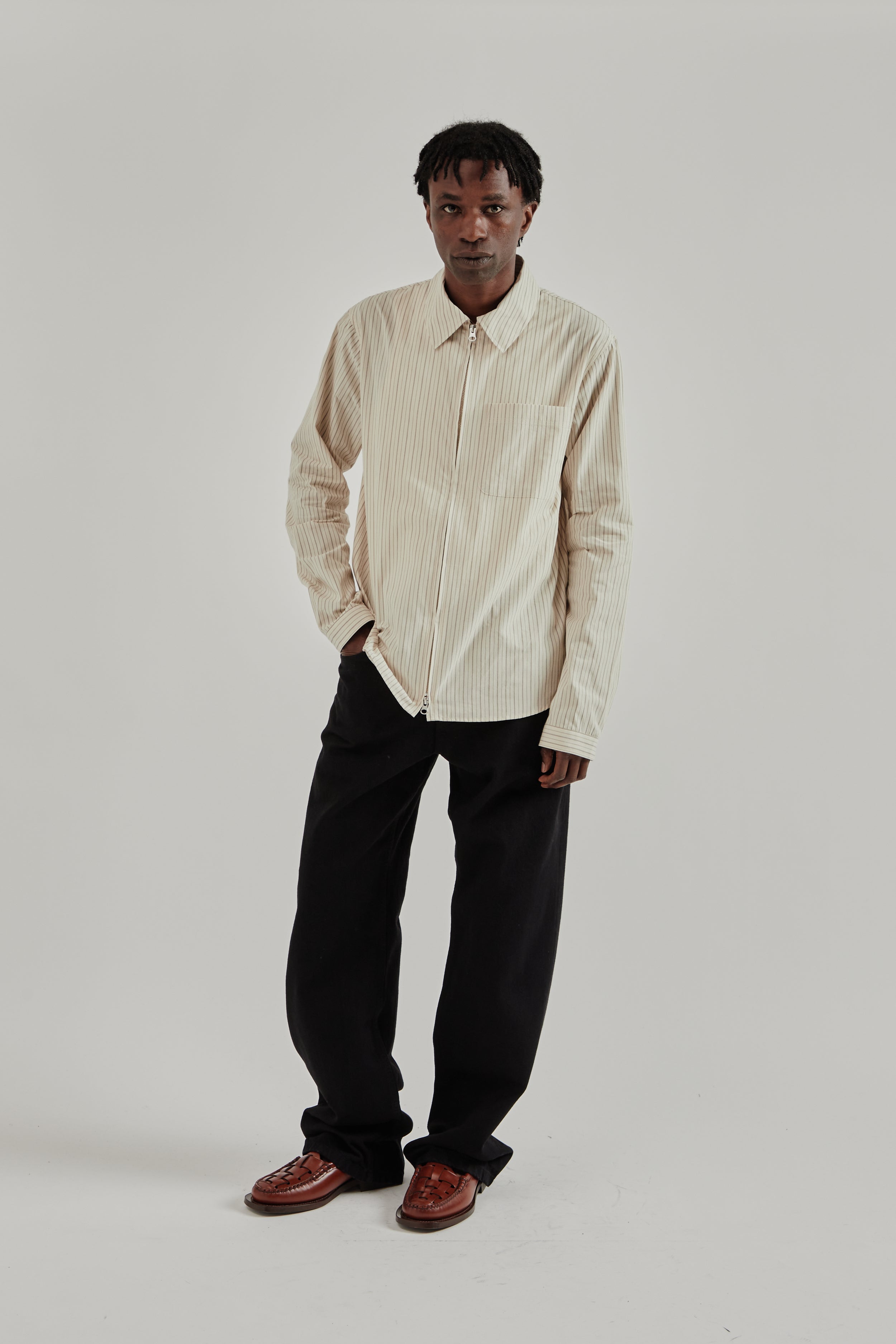 専用rehellinen open over shirt/line wgauze Another Aspect Another Zip Shirt 1.0 JPN - Cream | Wallace