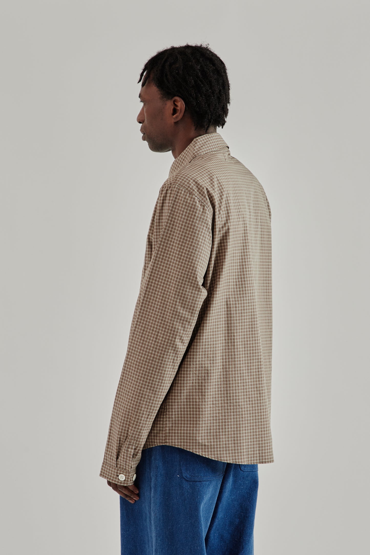 Another Aspect SS26 Another Zip Shirt 1.0 JPN Khaki Brown Check1364
