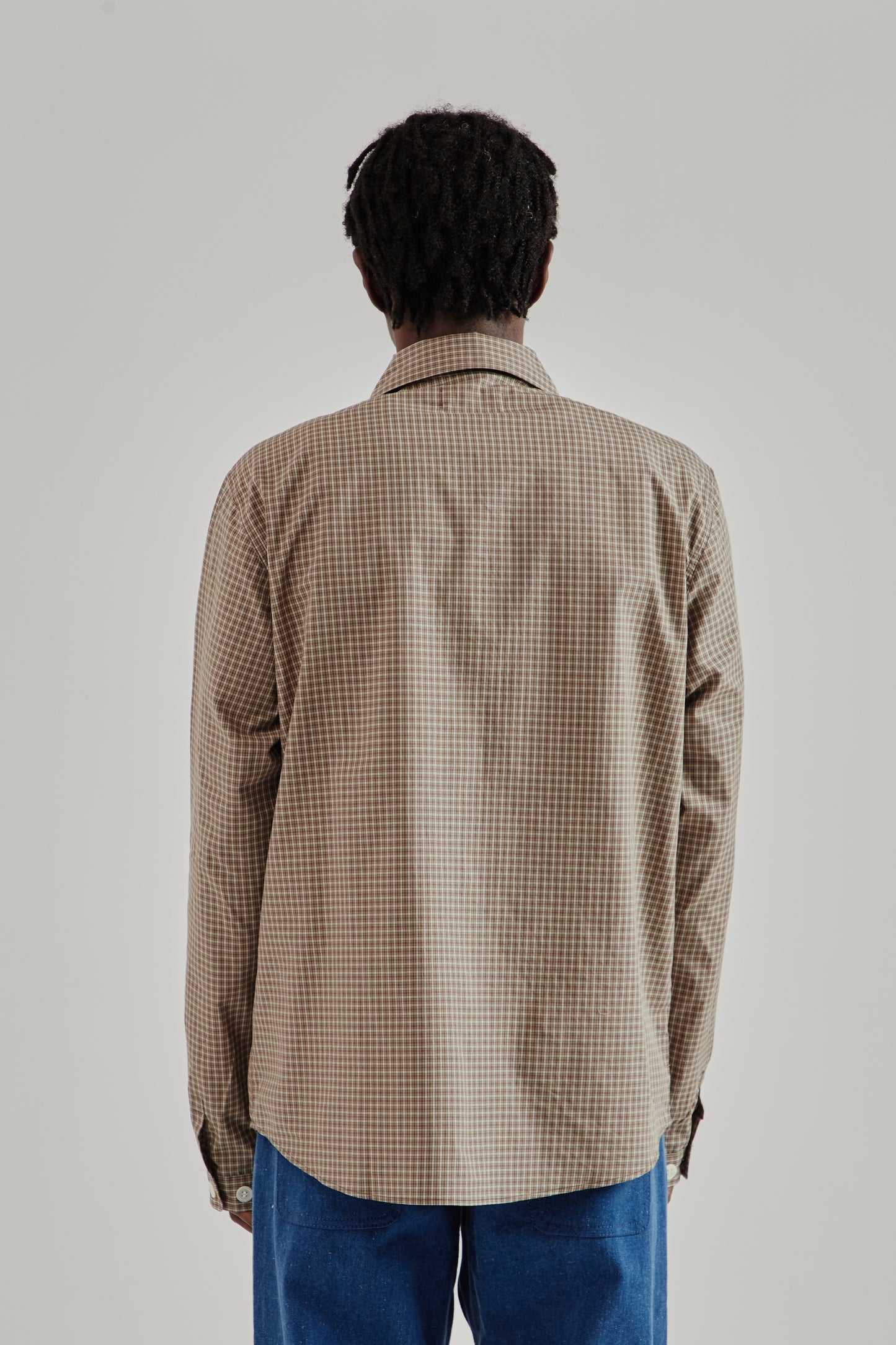 Another Aspect SS26 Another Zip Shirt 1.0 JPN Khaki Brown Check1367