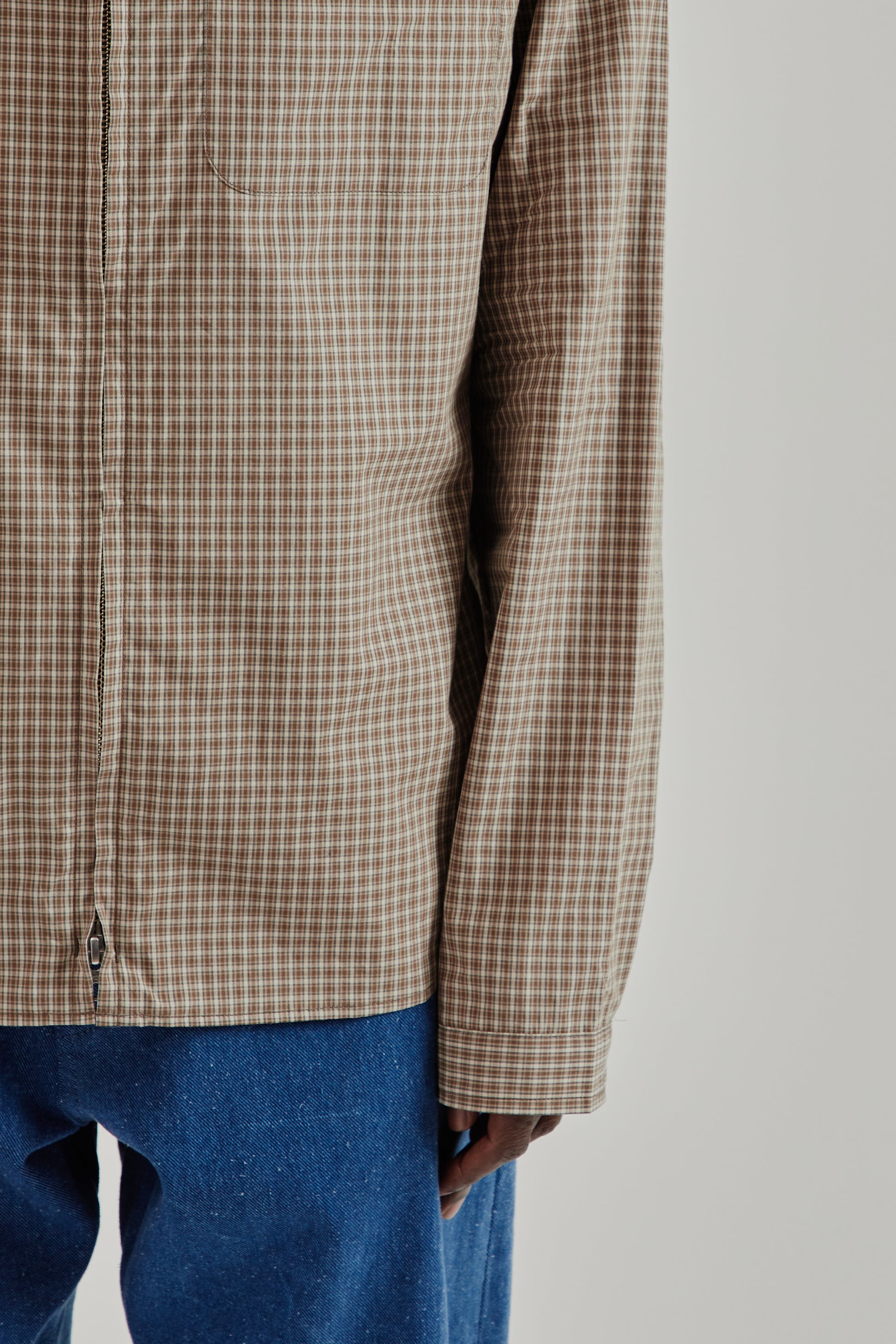 Another Aspect SS26 Another Zip Shirt 1.0 JPN Khaki Brown Check1371