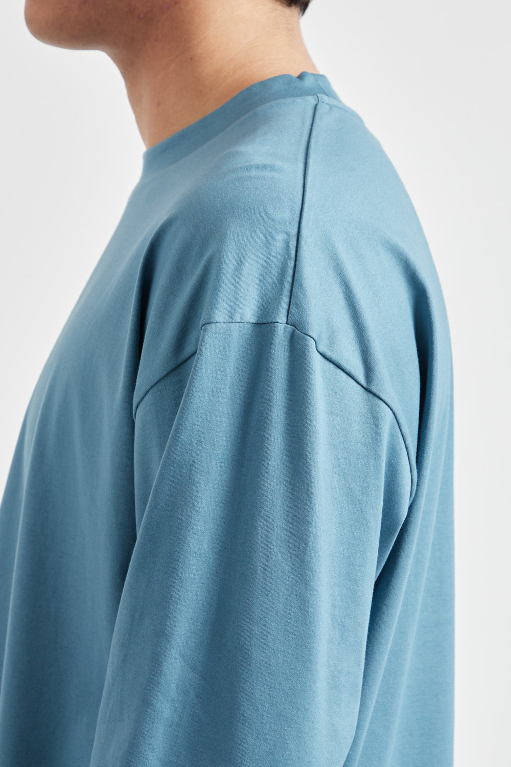 SUVIN 60/2 Oversized Longsleeve T-Shirt - Blue Gray